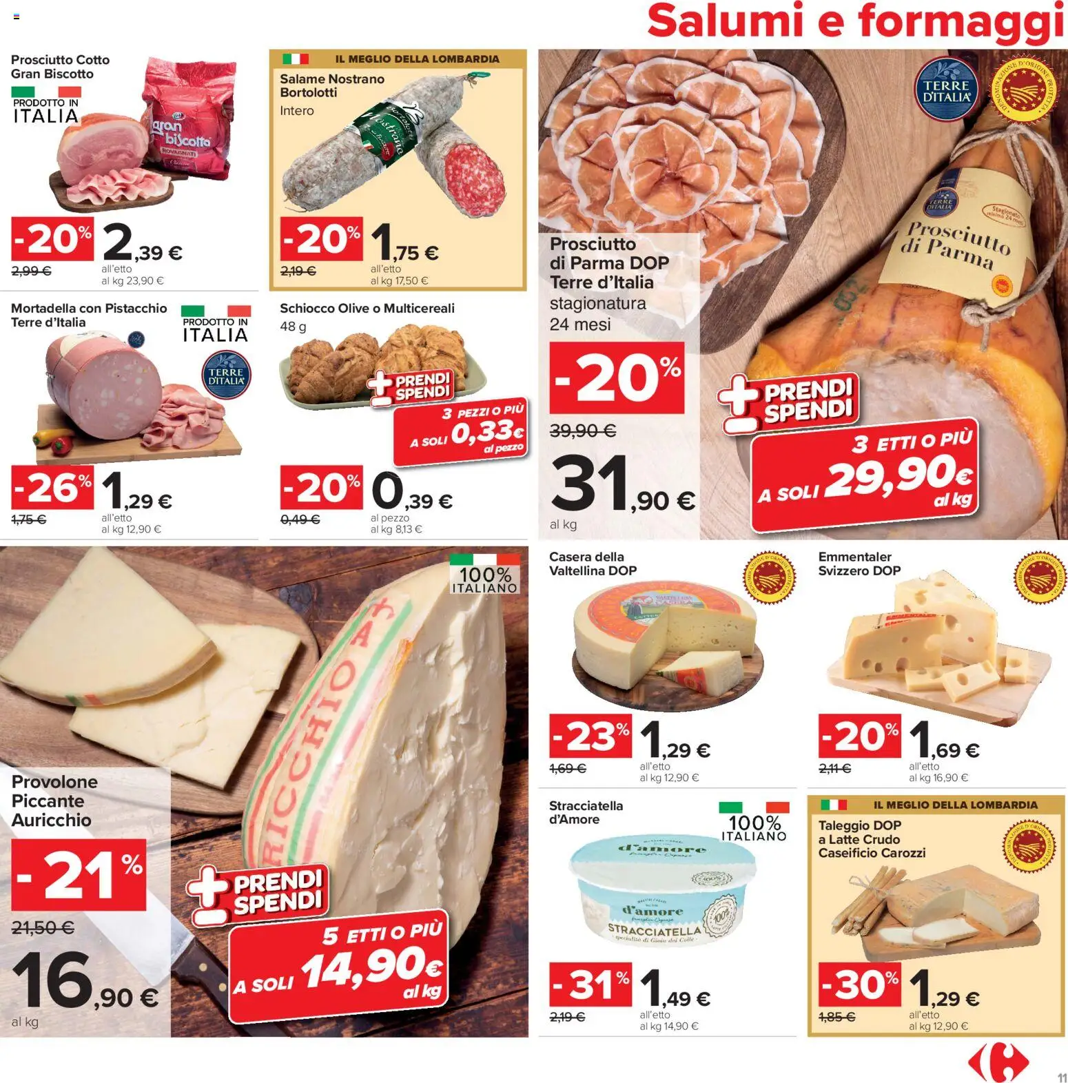 Volantino Carrefour del 15/09/2026 | Pagina: 11 | Prodotti: Salame, Latte, Olive, Mortadella