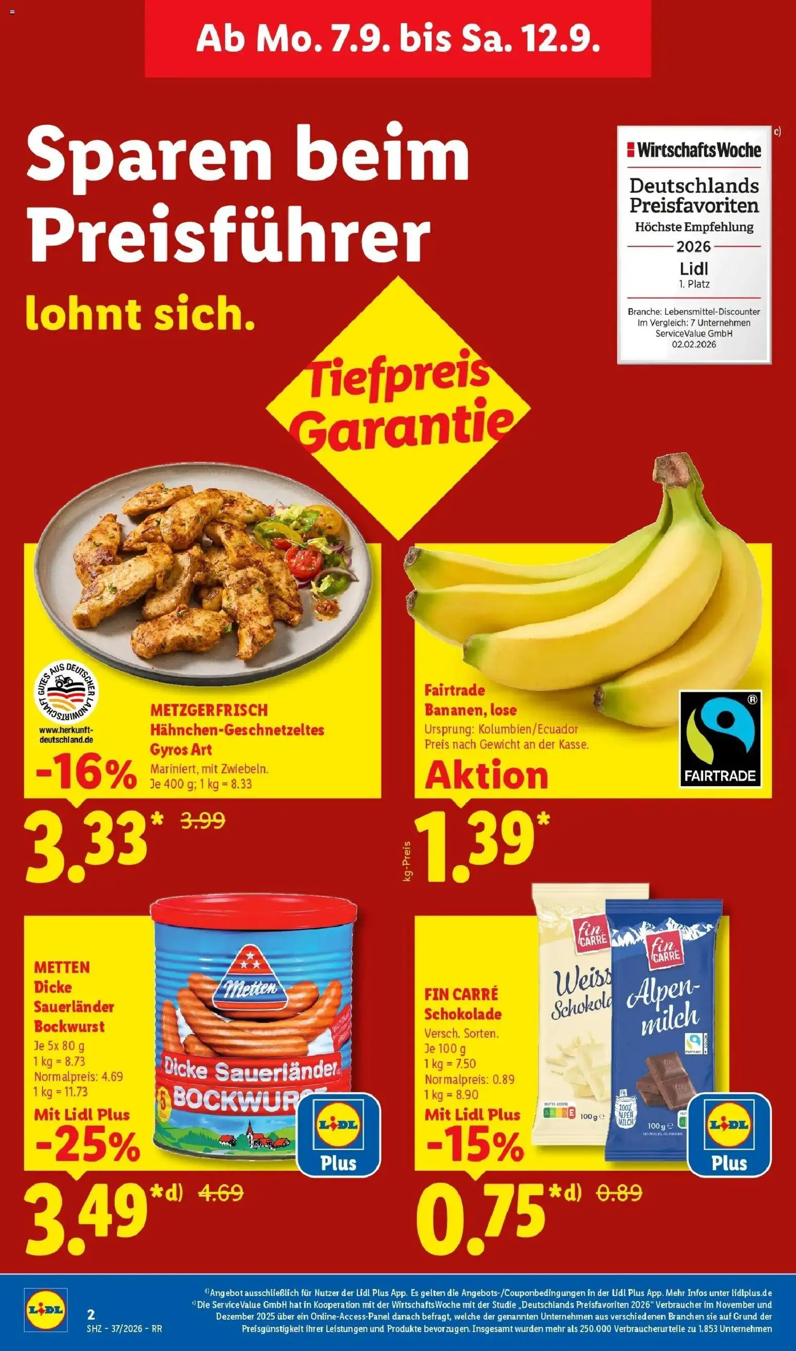 Lidl Prospekt Düsseldorf (ab 07.09.2026) zum Blättern » Angebote | Seite: 2 | Produkte: Gewicht, Milch, Schokolade, Gyros