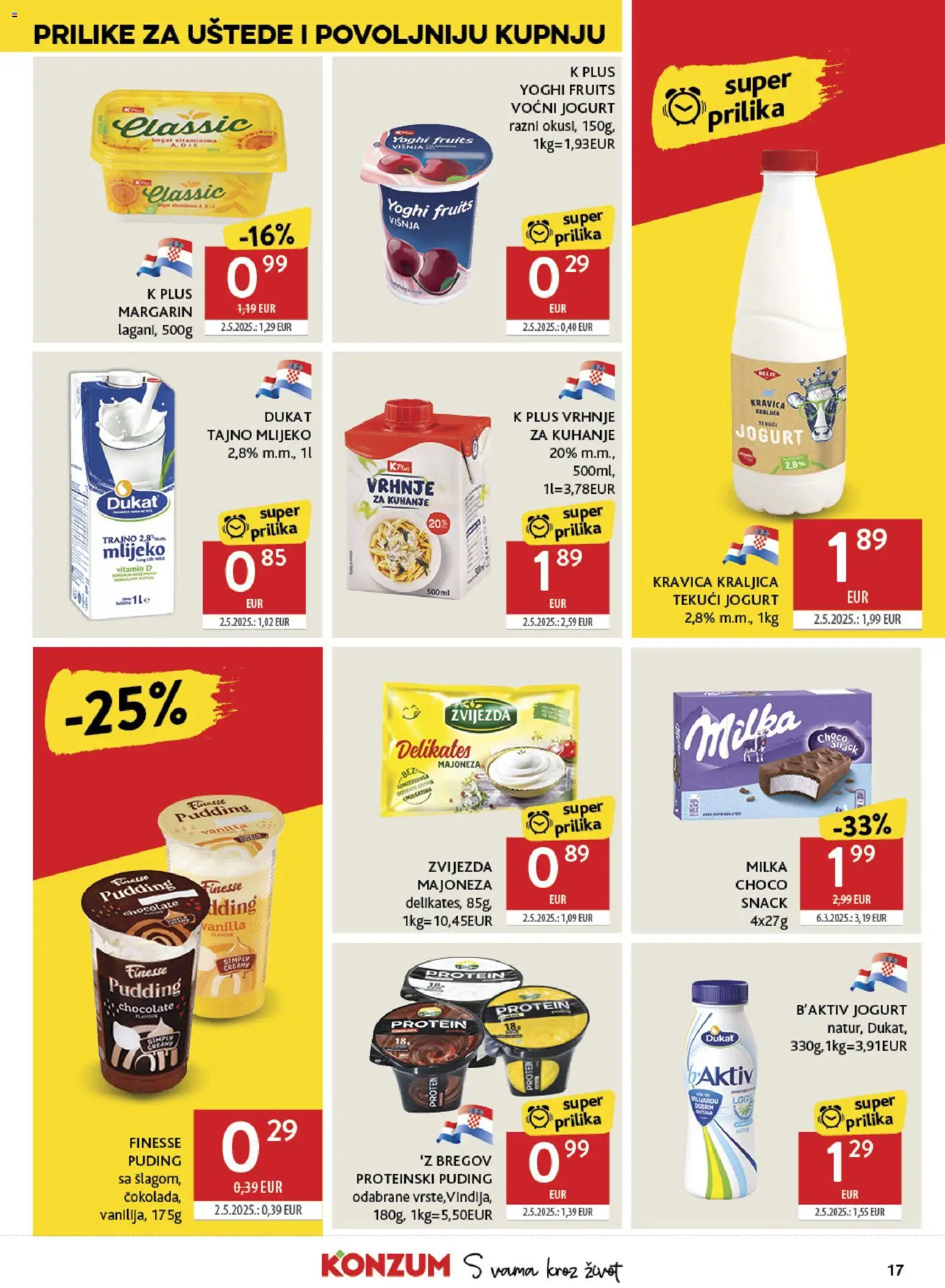 Konzum HR akciós ujság - amely érvényes a következő dátumtól: 06.05.2026 | Oldal: 17 | Termékek: Puding, Vitamin d, Margarin, Protein