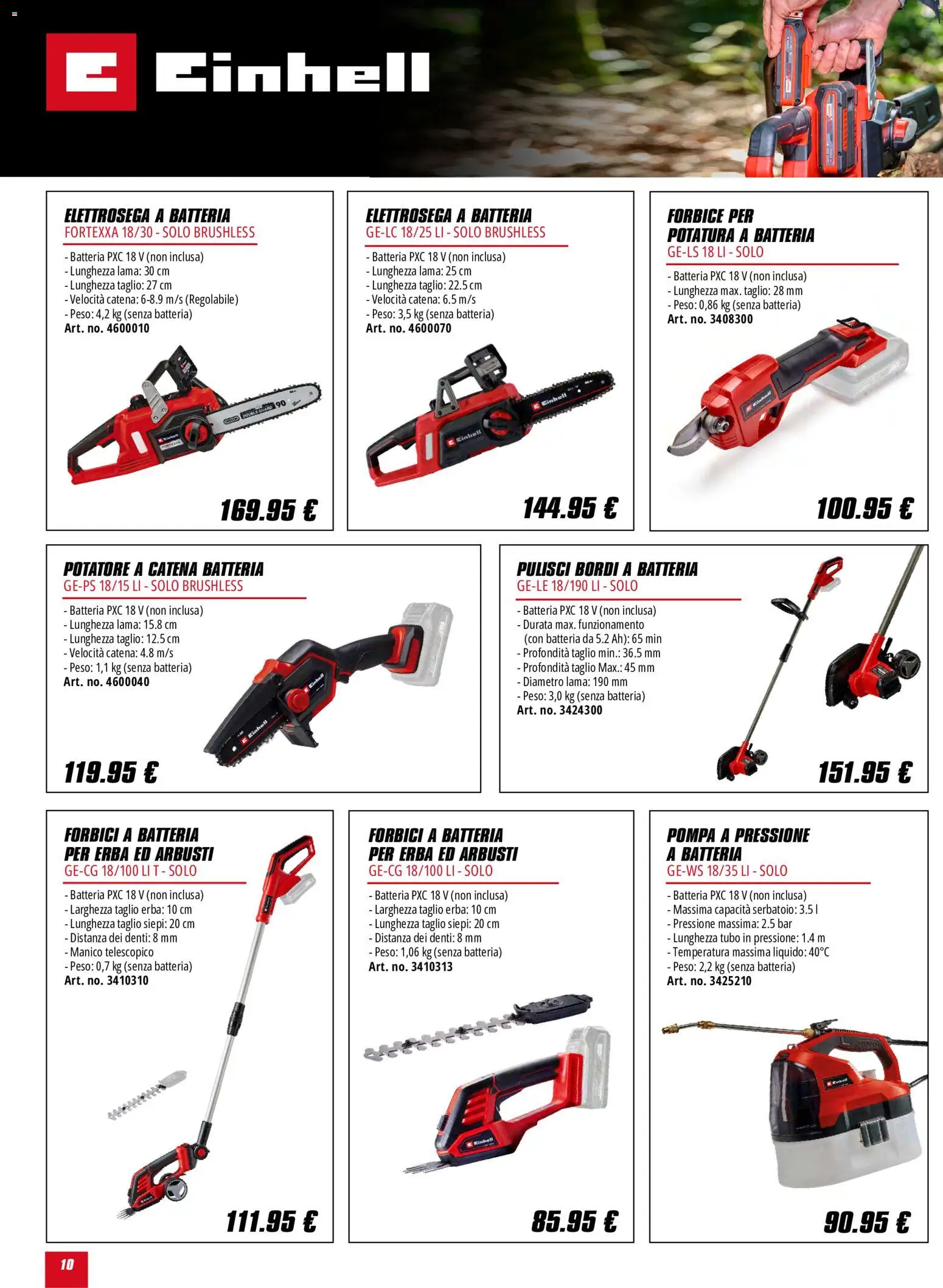Volantino Einhell del 01.06.2026 | Pagina: 10 | Prodotti: Tubo, Forbice, Batteria