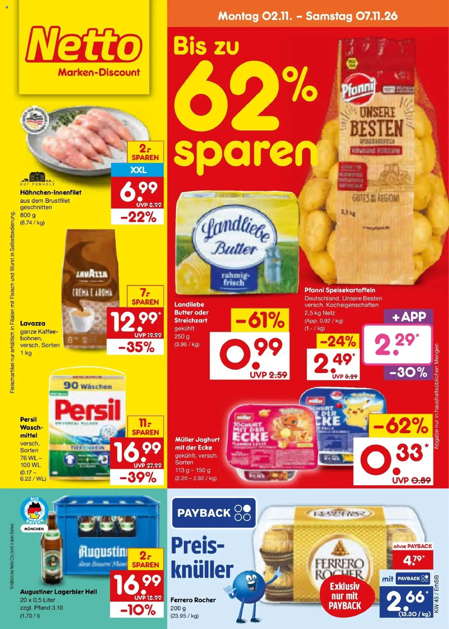 Netto Marken-Discount Prospekt Mauern – gültig ab 02.11.2026 | Seite: 1 | Produkte: Lavazza, Wurst, Fleisch, Persil