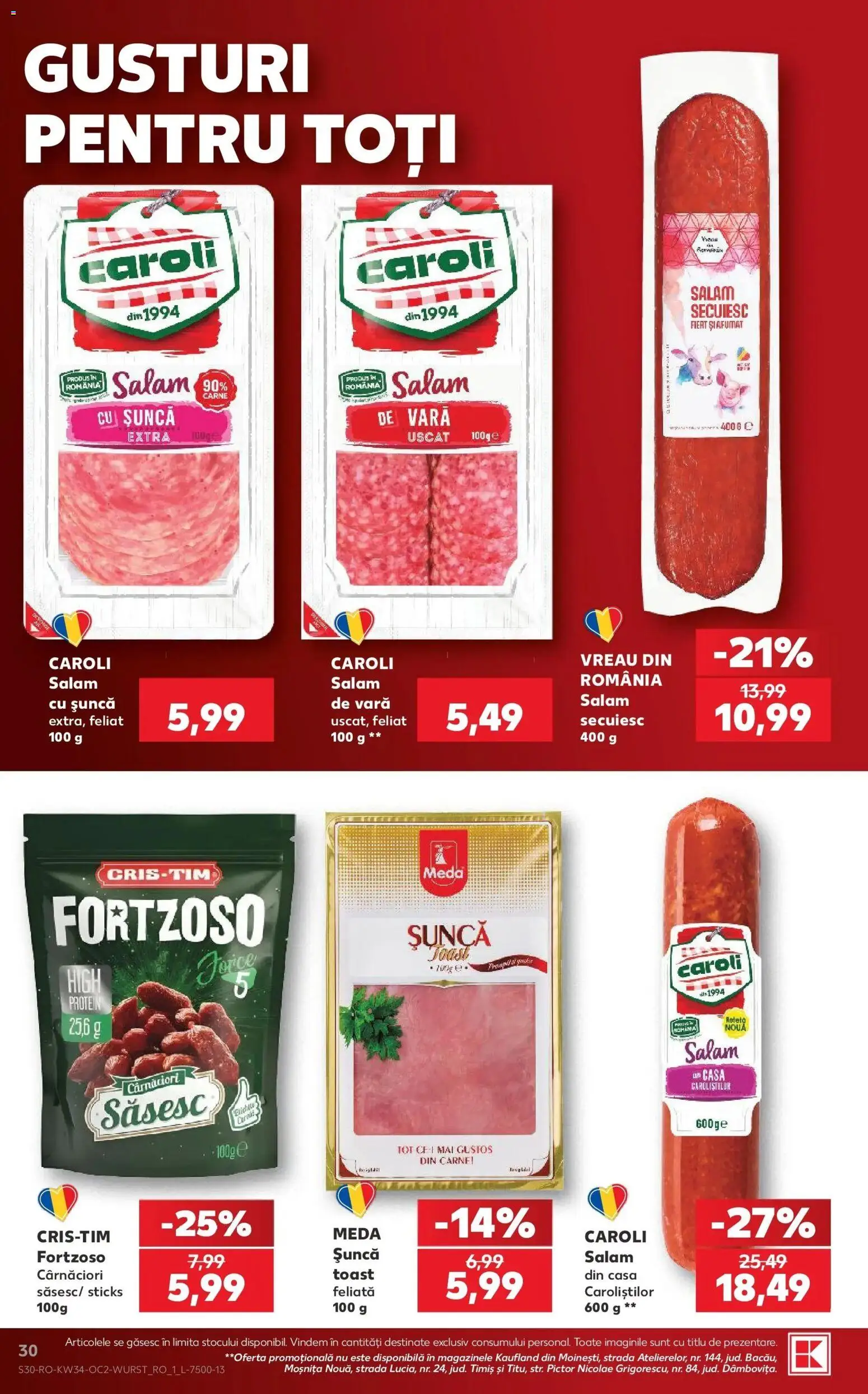Kaufland Viseu de Sus 19.08.2026 - Revista si Oferta | Pagină: 30 | Produse: Salam, Șuncă