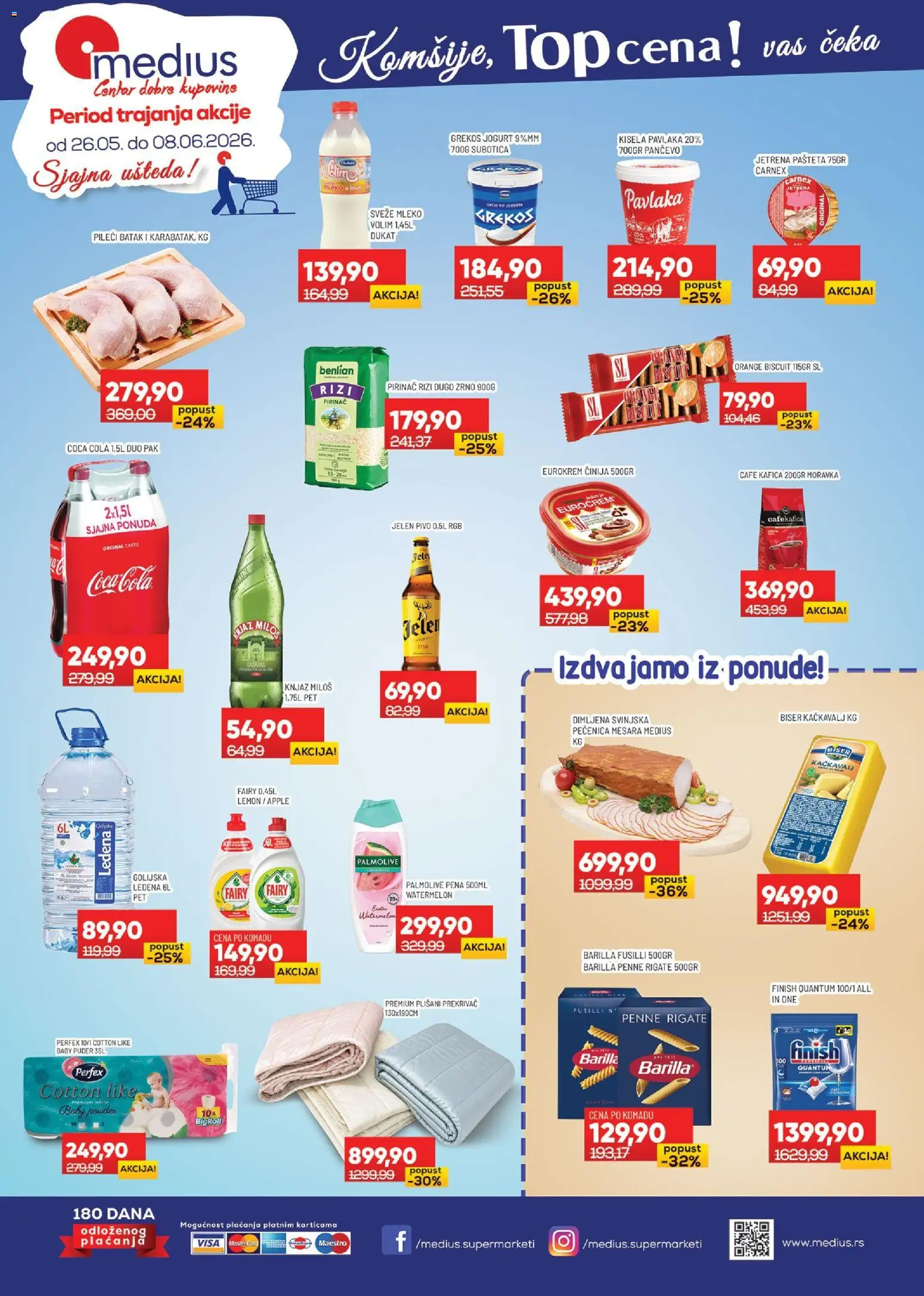 Medius katalog - važi od 26.05.2026 | Strana: 1 | Proizvode: Coca Cola, Kisela pavlaka, Finish, Palmolive