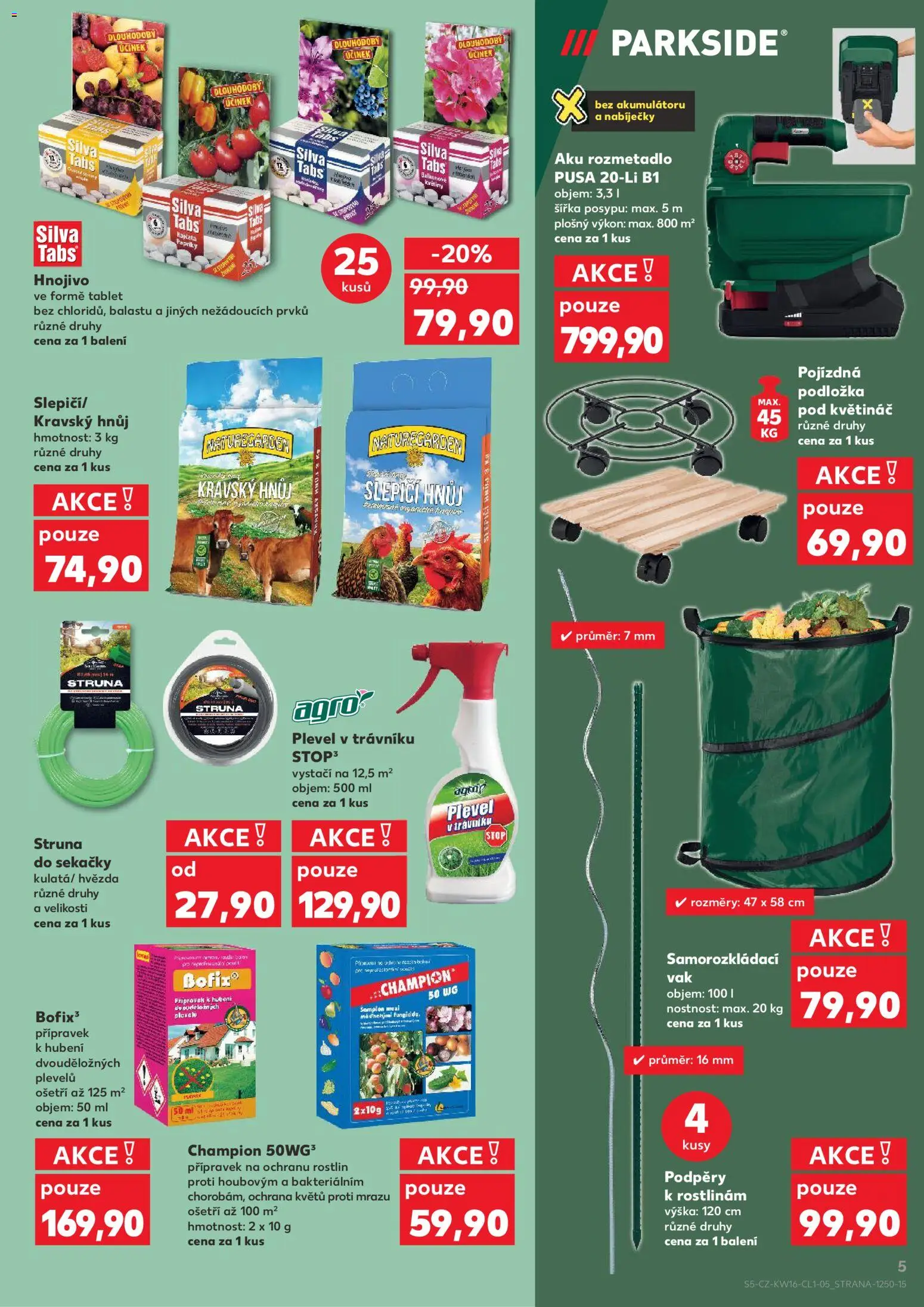 Kaufland leták - Praha 4 od 15.04.2026 | Strana: 5 | Produkty: Parkside, Tablet, Květiny, Hnojivo