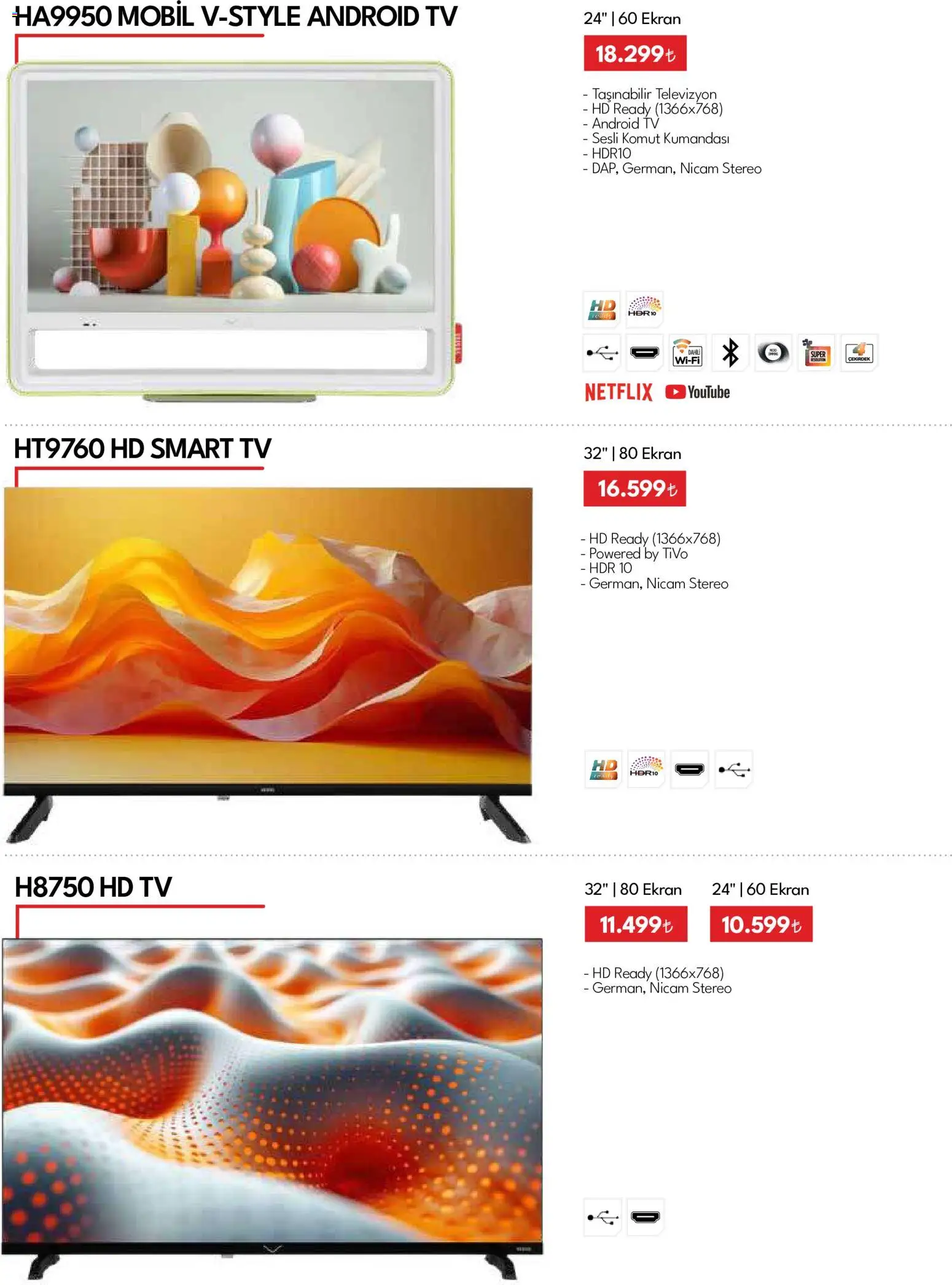 Vestel - Tüketici Elektroniği - 01 Ekim 2026 tarihinden itibaren geçerlidir | Sayfa: 18 | Ürünler: TV, Televizyon