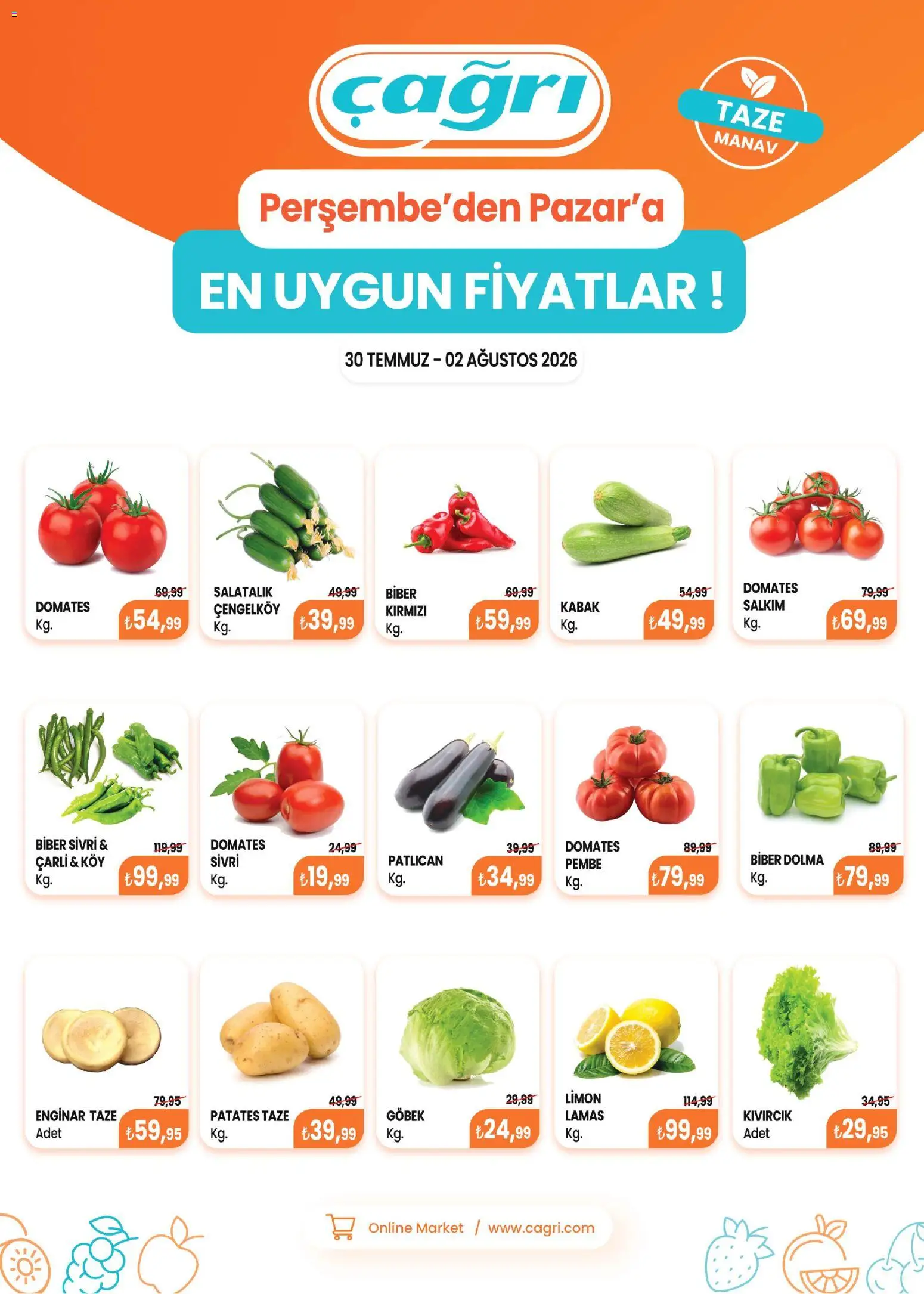 Çağrı Market - Manav Katalog - 30 Temmuz 2026 tarihinden itibaren geçerlidir | Sayfa: 2