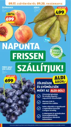 PIROS VAGY KÉK SZŐLŐ, /kg, 699 Ft/kg, 271458 - amely érvényes a következő dátumtól: 2026.09.17. | Oldal: 6
