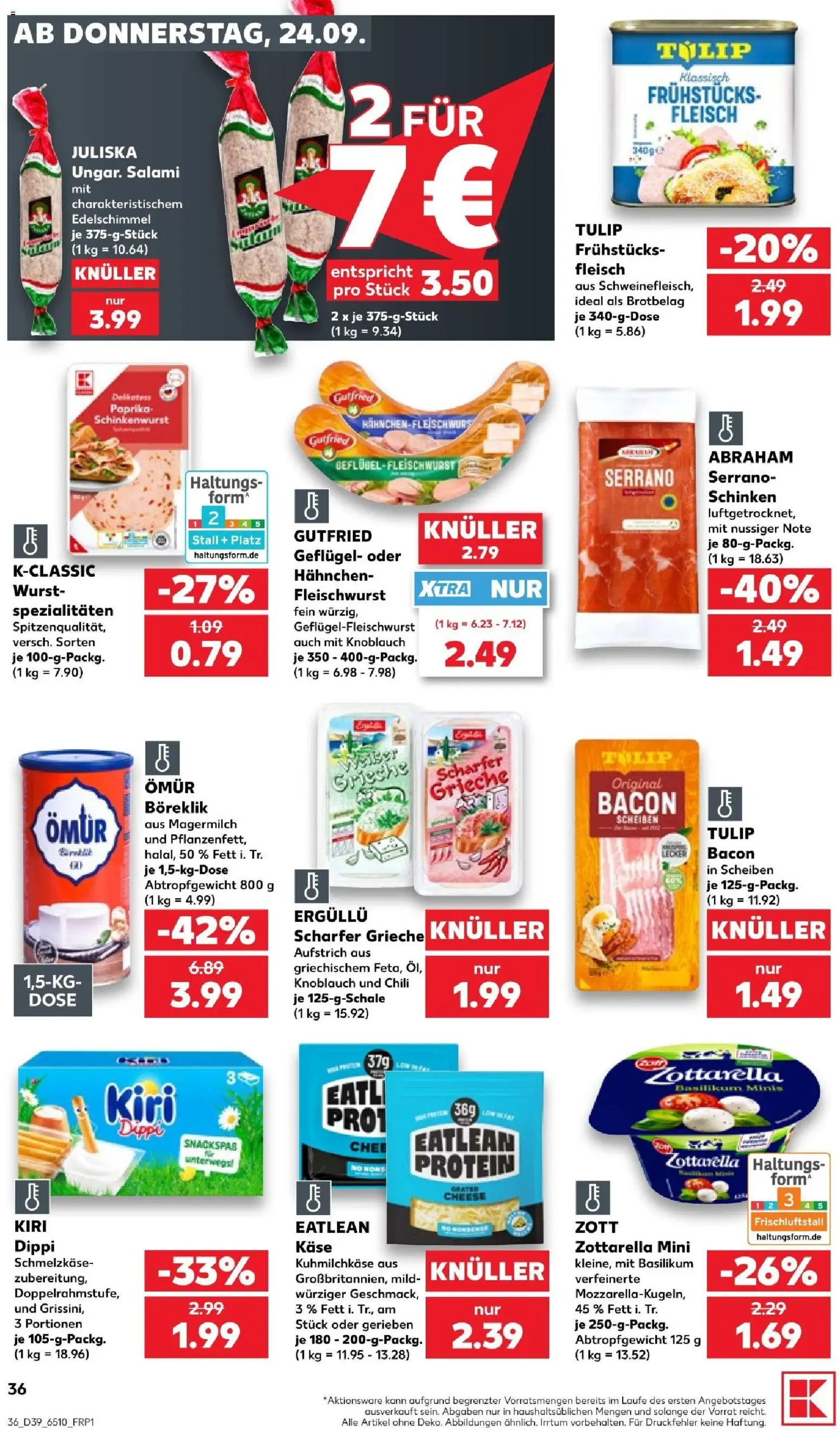 Kaufland Prospekt Köln – gültig ab 24.09.2026 | Seite: 36 | Produkte: Spezialitäten, Wurst, Salami, Schinken