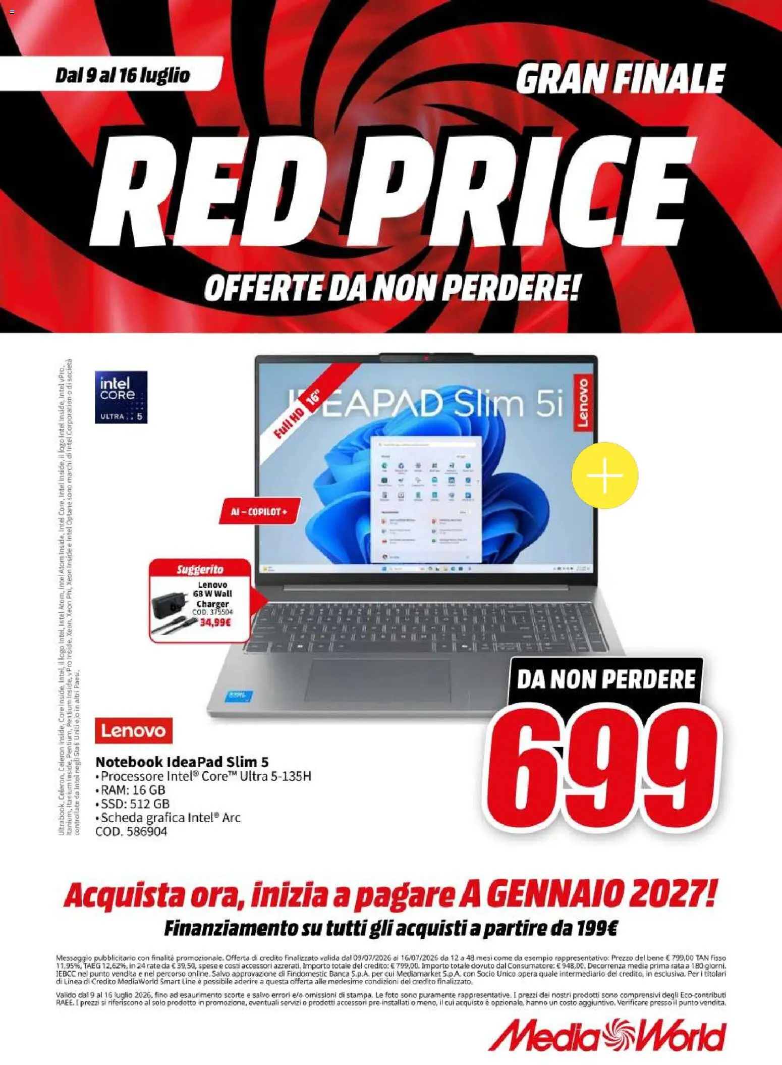 Volantino Media World del 09/07/2026 | Pagina: 40 | Prodotti: Notebook