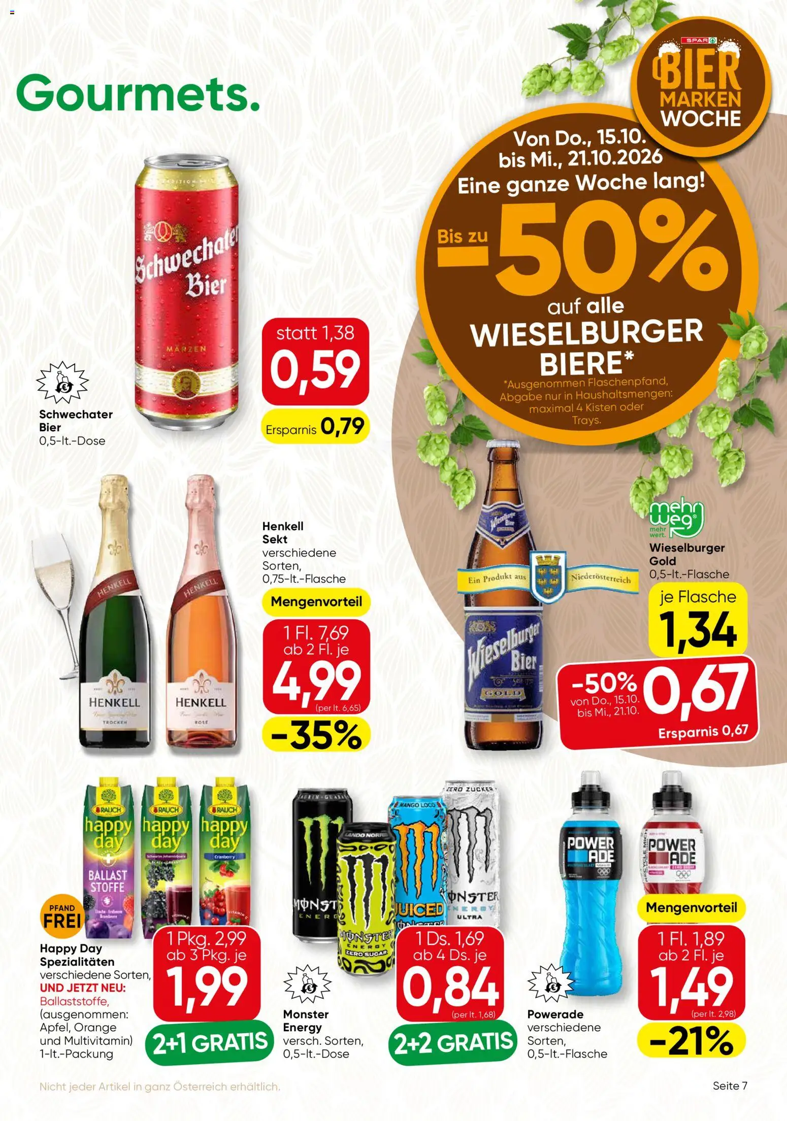 SPAR Gourmet KAFFEES & TEE gültig ab 15.10.2026 | Seite: 7 | Produkte: Zucker, Mango, Bier, Multivitamin