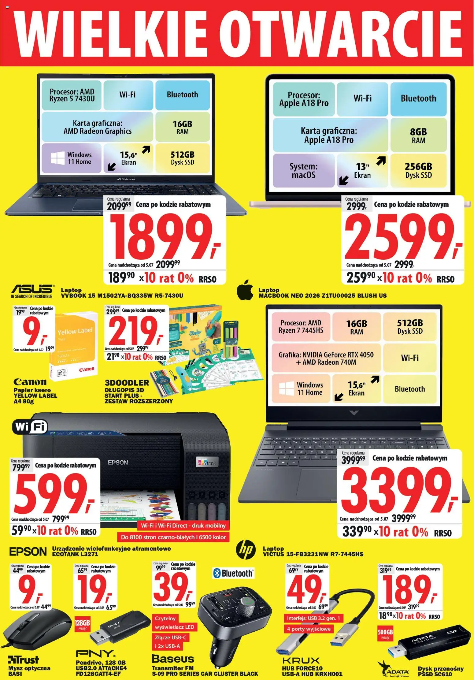Mediaexpert promocje - Wielkie otwarcie Barlinek od 25.06.2026 | Strona: 5 | Produkty: Laptop, Złącze, Dysk, USB