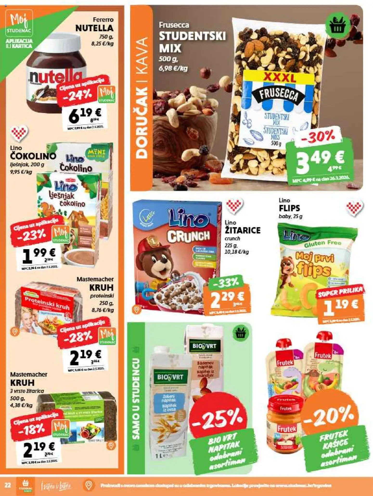 Studenac katalog | vrijedi od 15.07.2026 | Stranica: 22 | Proizvodi: Flips, Kava, Kašice, Lino