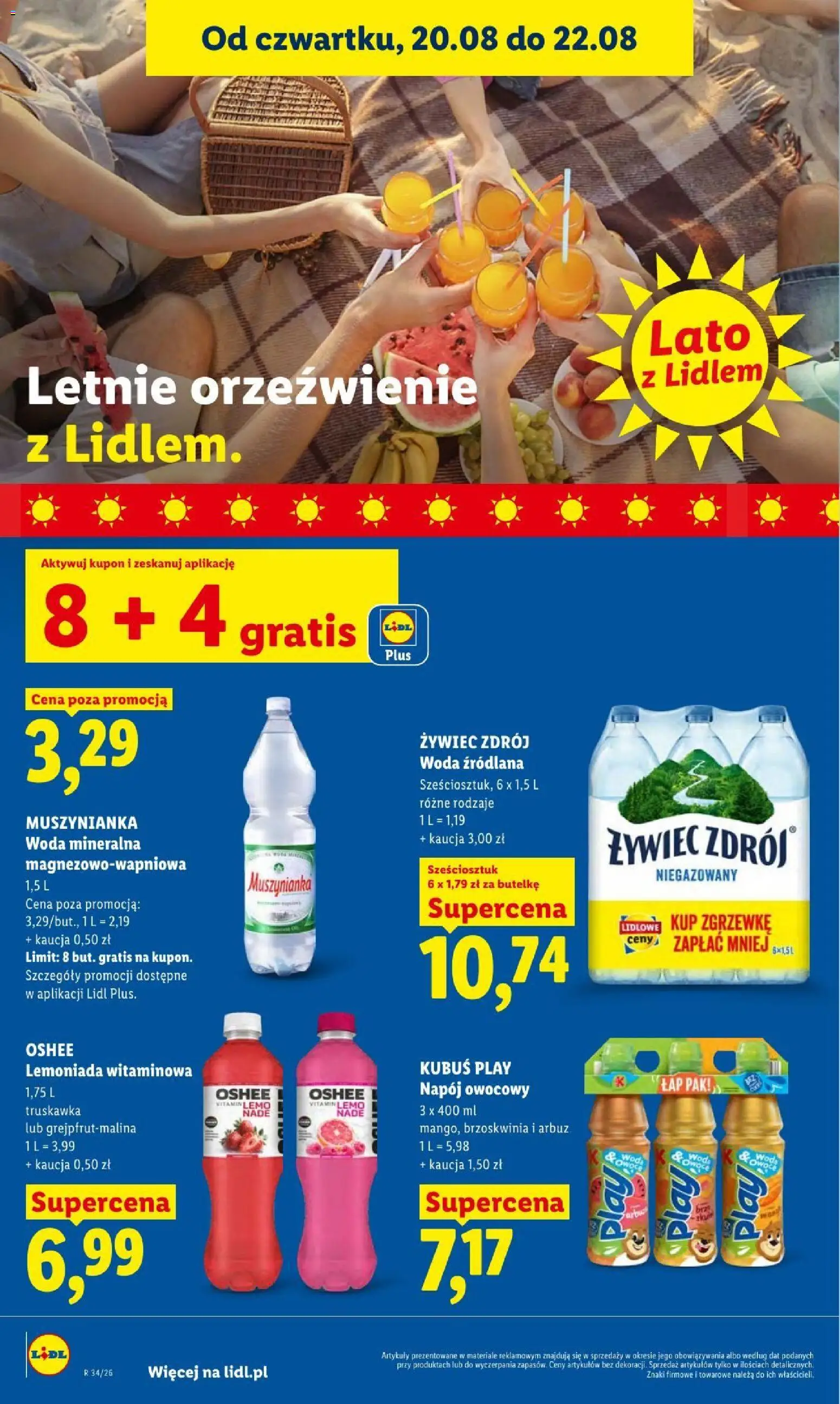 Lidl gazetka od 20.08.2026 | Strona: 76 | Produkty: Arbuz, Woda źródlana, Muszynianka, Lemoniada