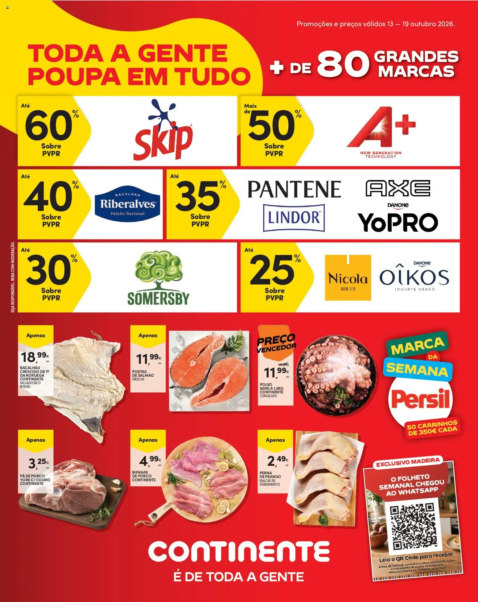 Continente folheto Madeira │ válido de 13/10/2026 | Página: 1 | Produtos: Bacalhau, Frango, Iogurte grego, Somersby