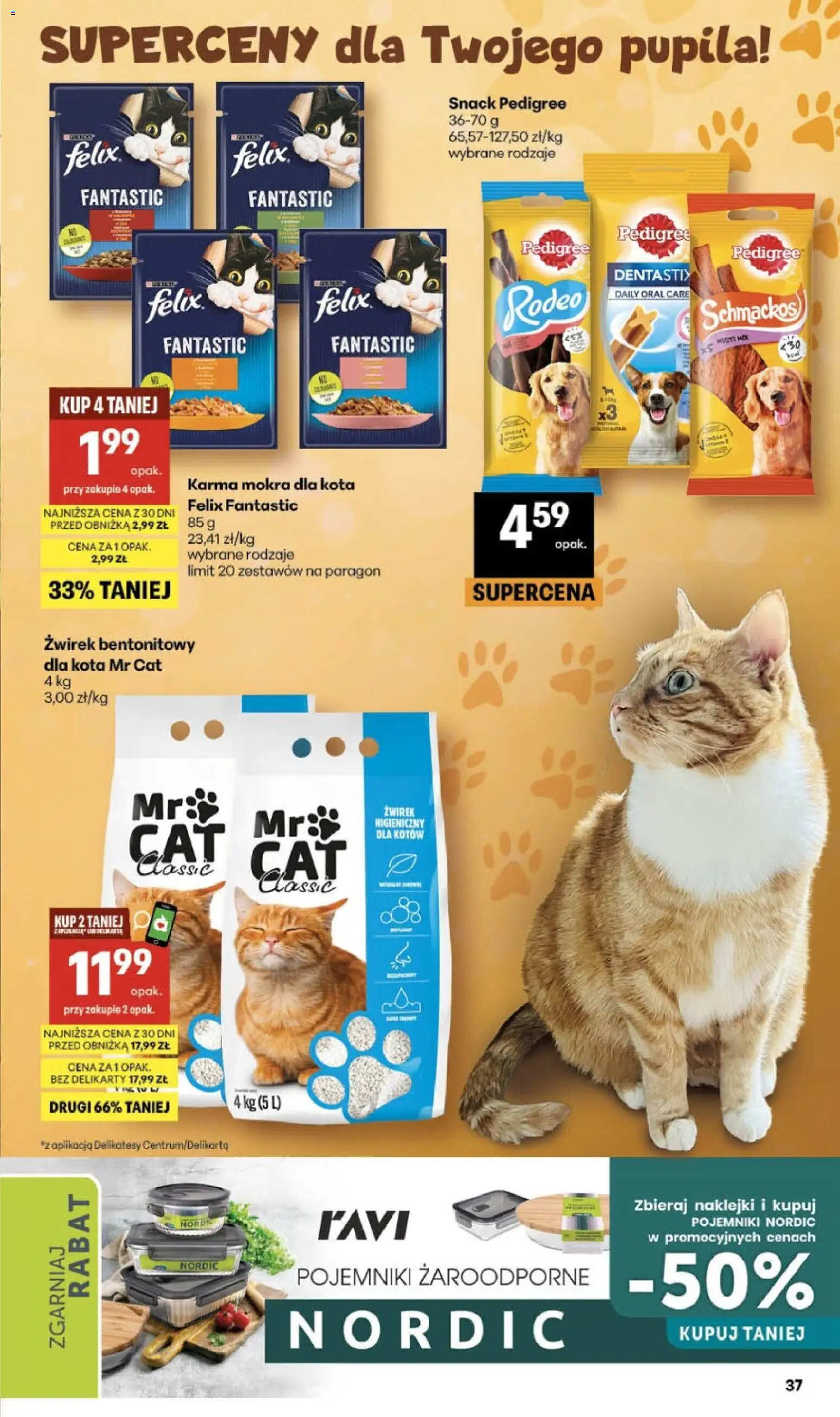 Delikatesy Centrum gazetka - Sklepy Własne od 21.05.2026 | Strona: 37 | Produkty: Karma mokra dla kota, Delikatesy, Pedigree, Żwirek bentonitowy