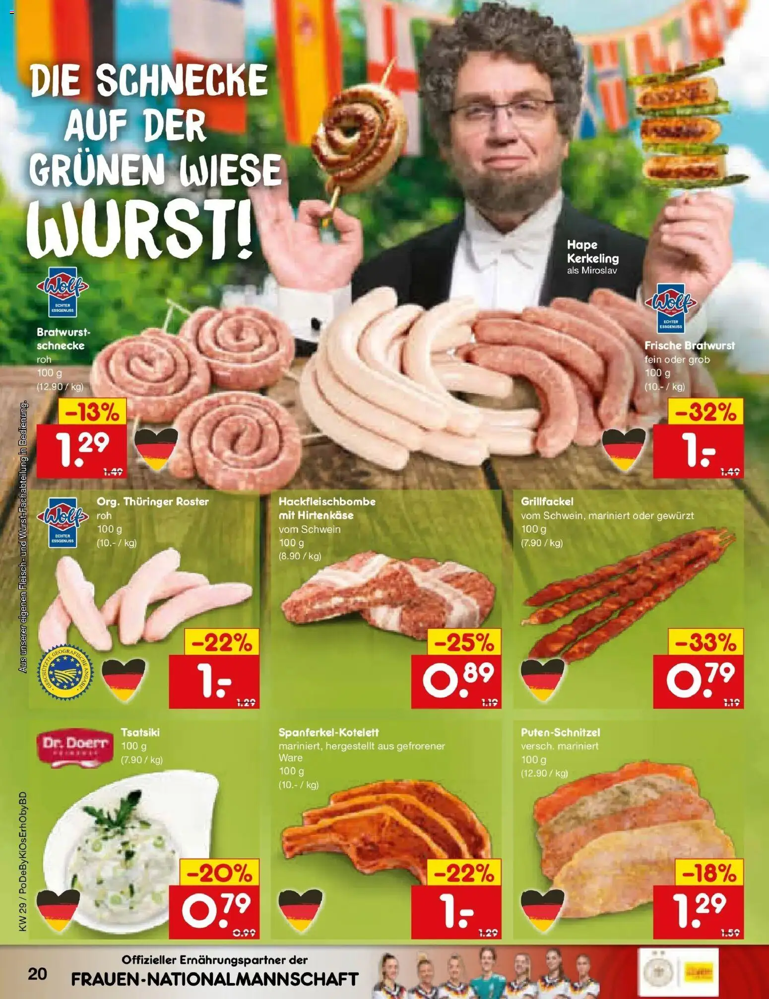 Netto Marken-Discount Prospekt Buttenwiesen – gültig ab 13.07.2026 | Seite: 28 | Produkte: Bratwurst, Putenschnitzel, Wurst, Fleisch