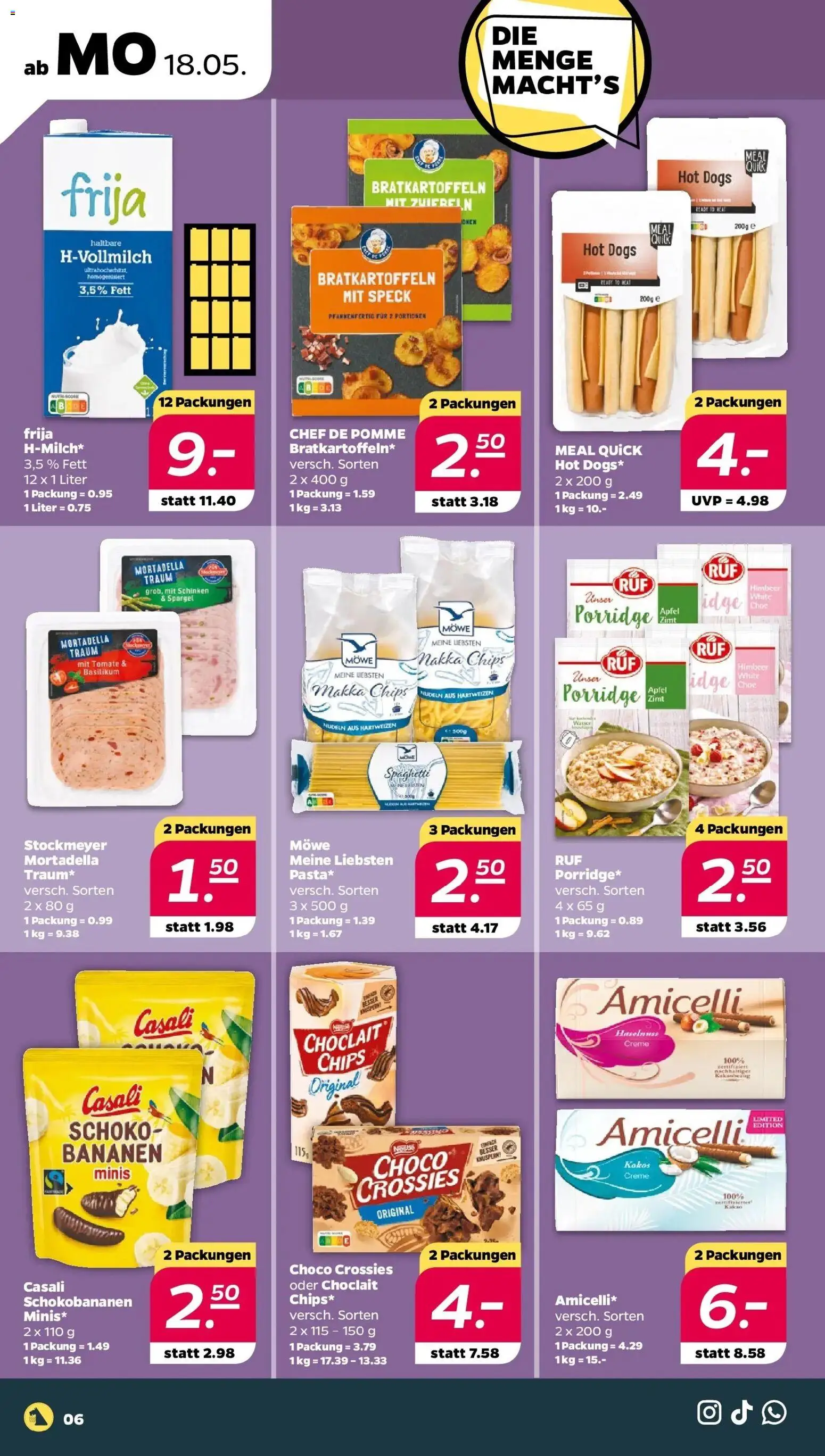 Netto Wochenangebote – gültig ab 18.05.2026 | Seite: 6 | Produkte: Äpfel, Bananen, Schokobananen, Schinken