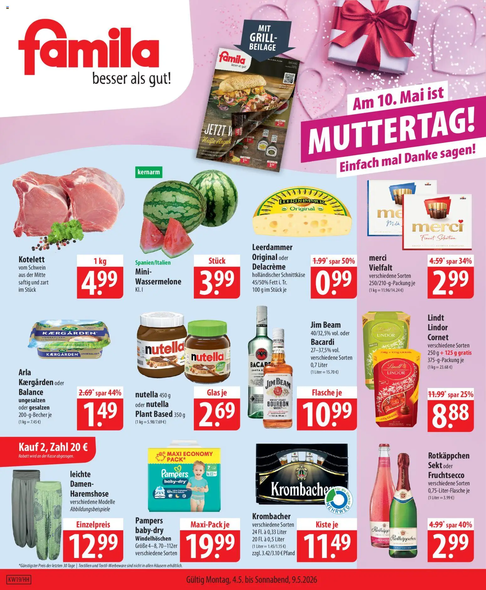 Famila Prospekt 	 – gültig ab 04.05.2026 | Seite: 1 | Produkte: Grill, Merci, Leerdammer, Bourbon