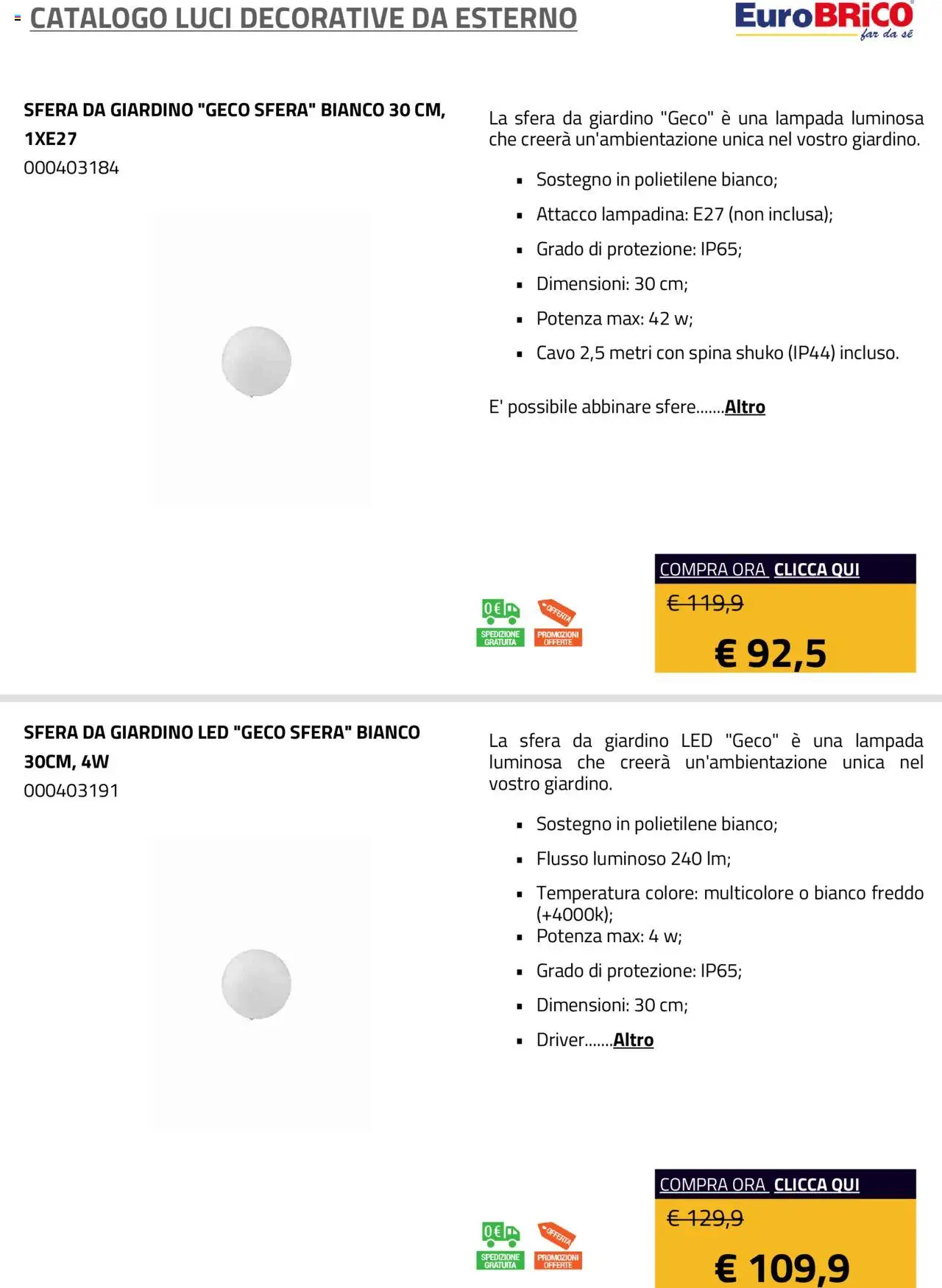 Volantino Eurobrico del 23/07/2025 | Pagina: 3 | Prodotti: Cavo, Lampada