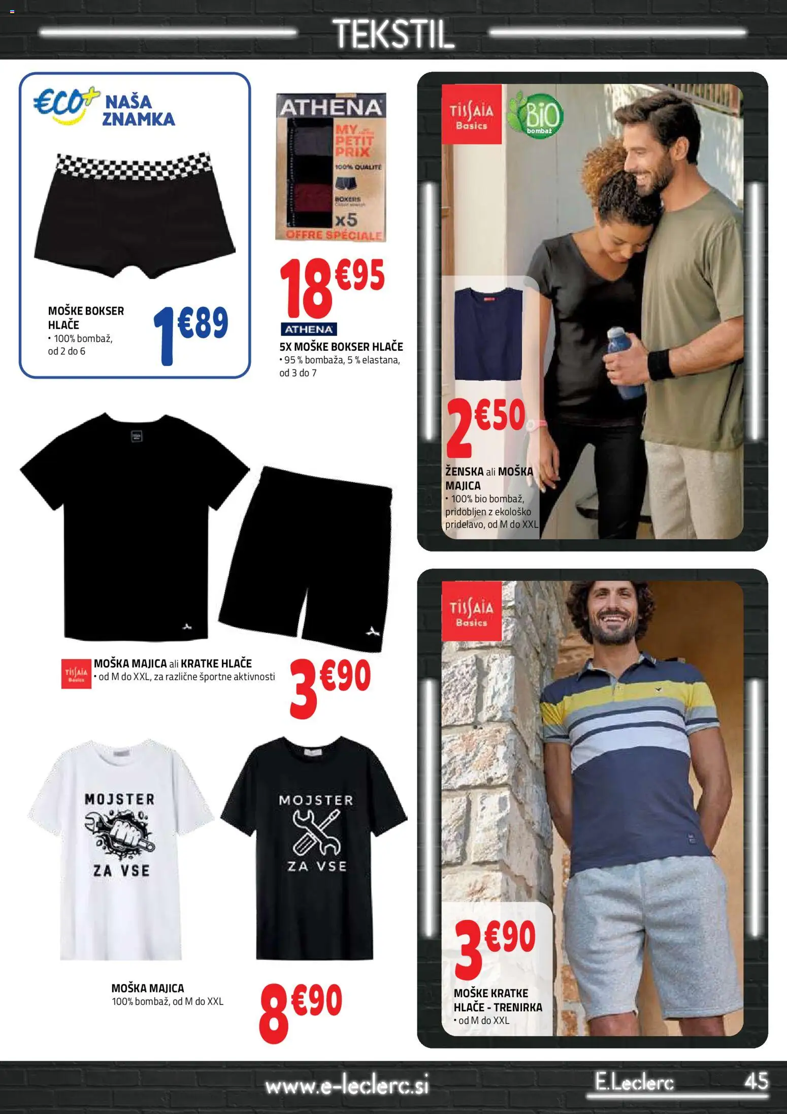 Novi E.leclerc katalog ponudbe – veljaven od 09.09.2026 | Stran: 45 | Izdelki: Trenirka, Majica, Hlace, Kratke hlace