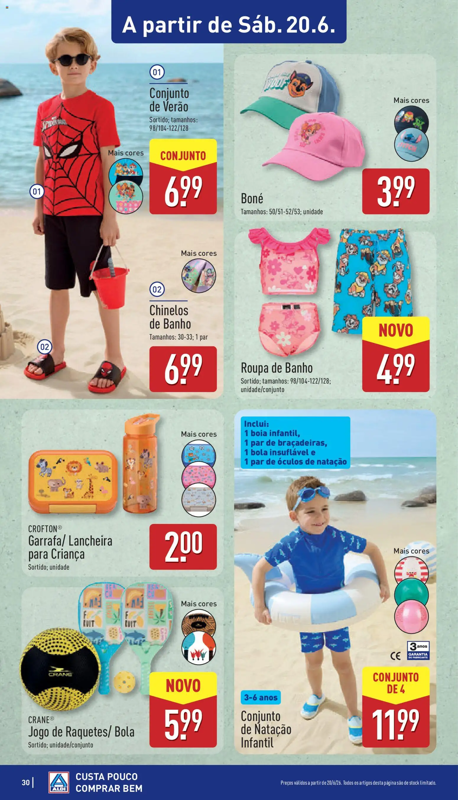 Aldi folheto │ válido de 15.06.2026 | Página: 30 | Produtos: Chinelos, Boné, Banho, Roupa de banho