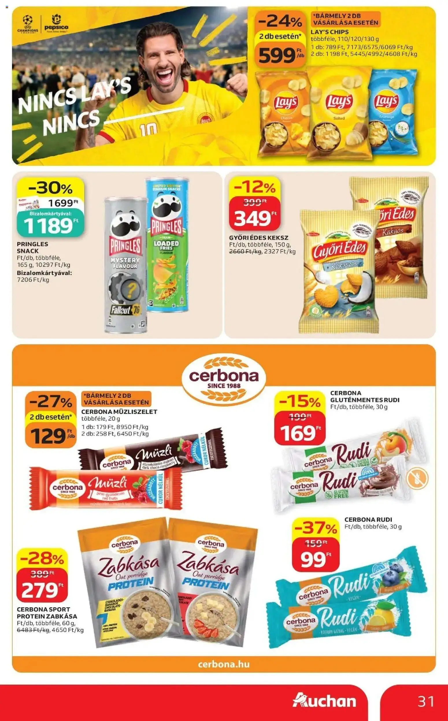 Auchan akciós ujság - amely érvényes a következő dátumtól: 14.05.2026 | Oldal: 31 | Termékek: Müzli, Protein, Gluténmentes, Vegán