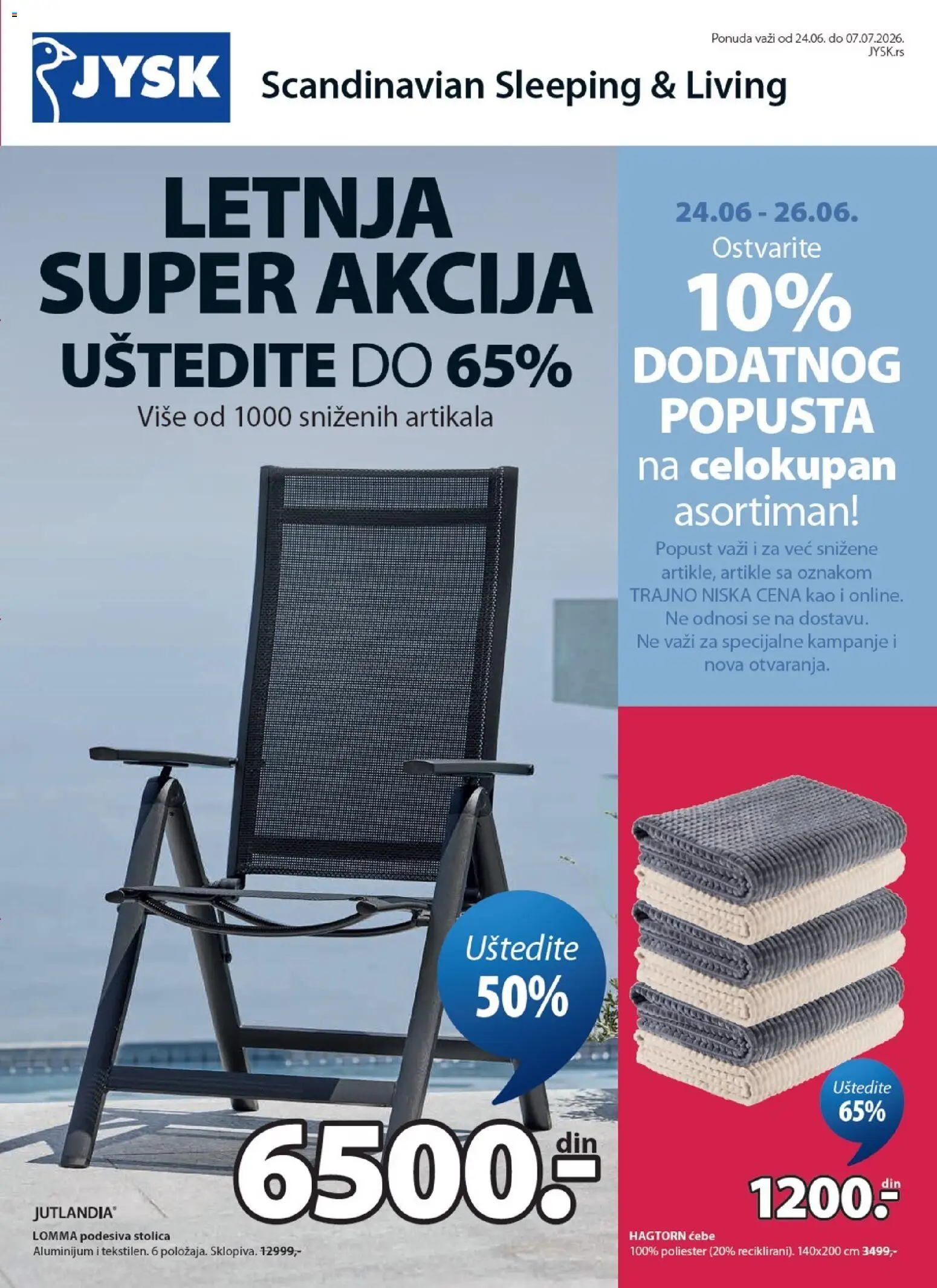Jysk katalog - važi od 24.06.2026 | Strana: 1 | Proizvode: Ćebe, Stolica