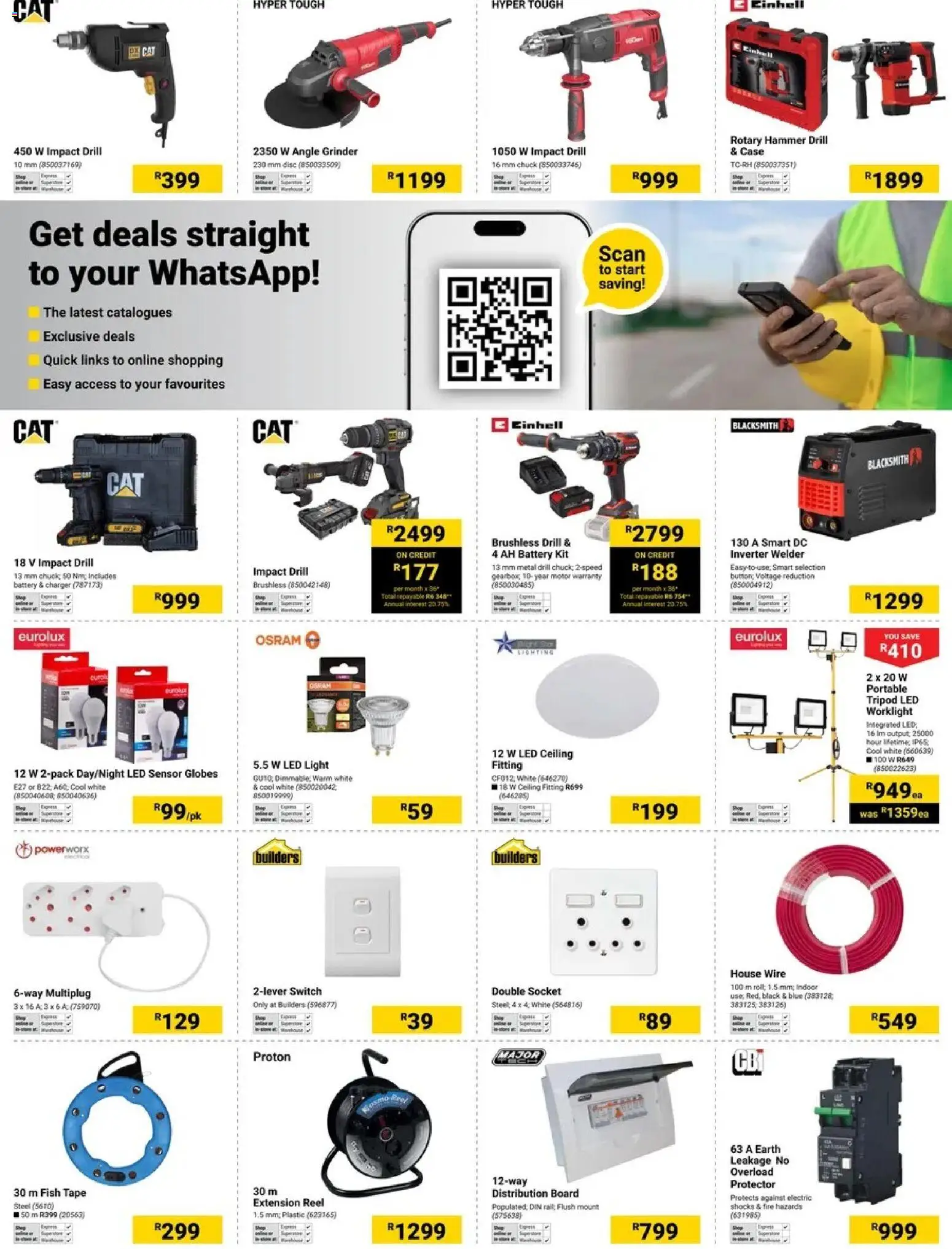 New Builders catalogue – valid from 14.04.2026 | Page: 6 | Products: Socket, Light, Hammer, Tape