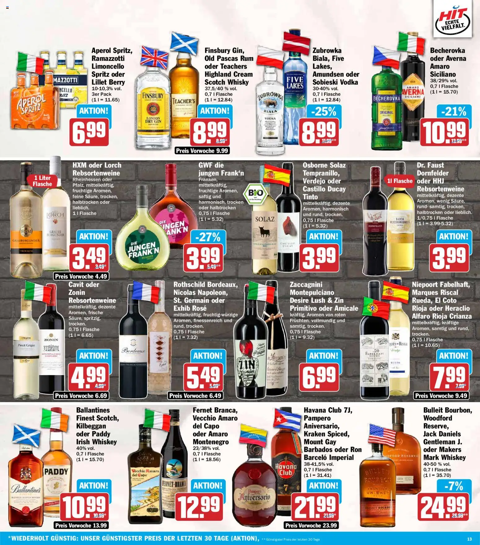 HIT Prospekt – gültig ab 13.07.2026 | Seite: 13 | Produkte: Osborne, Lillet, Vodka, Whiskey