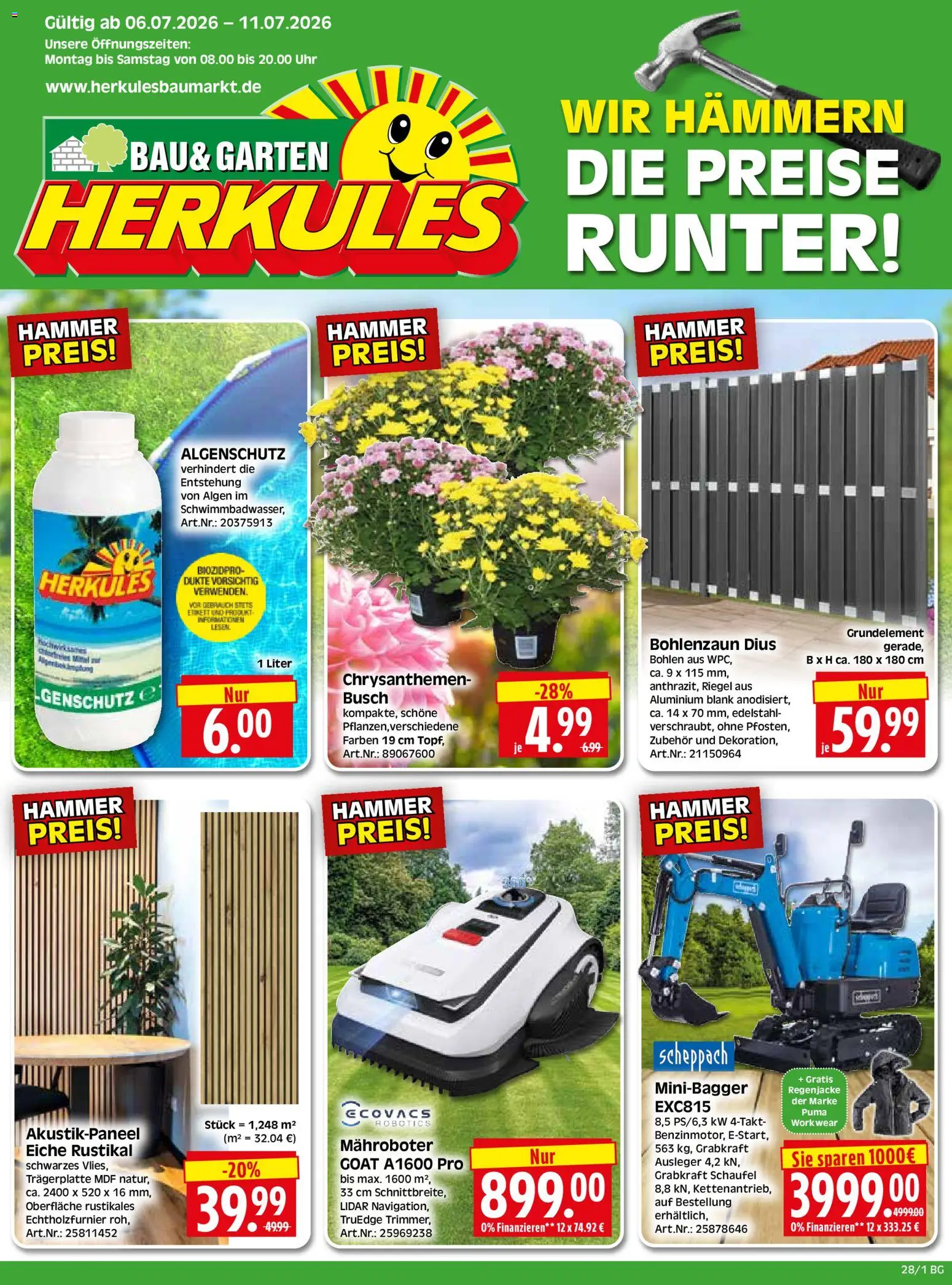 HERKULES Bau & Garten – gültig ab 06.07.2026 | Seite: 1 | Produkte: Regenjacke, Uhr