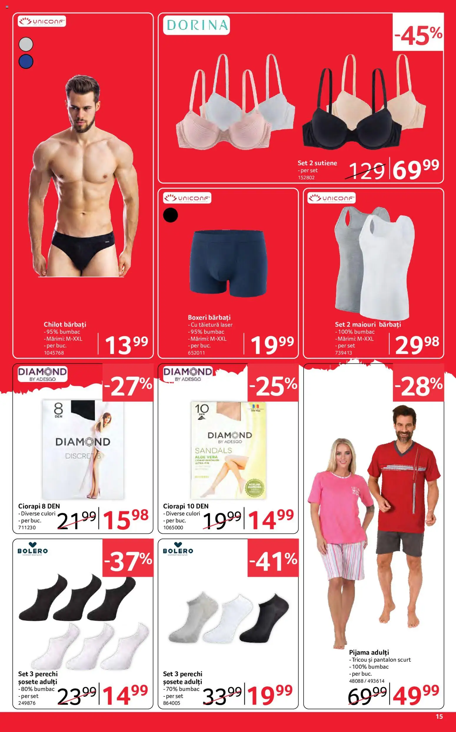 Noul catalog Selgros – valabil de la 15.05.2026 | Pagină: 15 | Produse: Aloe vera, Tricou, Șosete, Boxeri