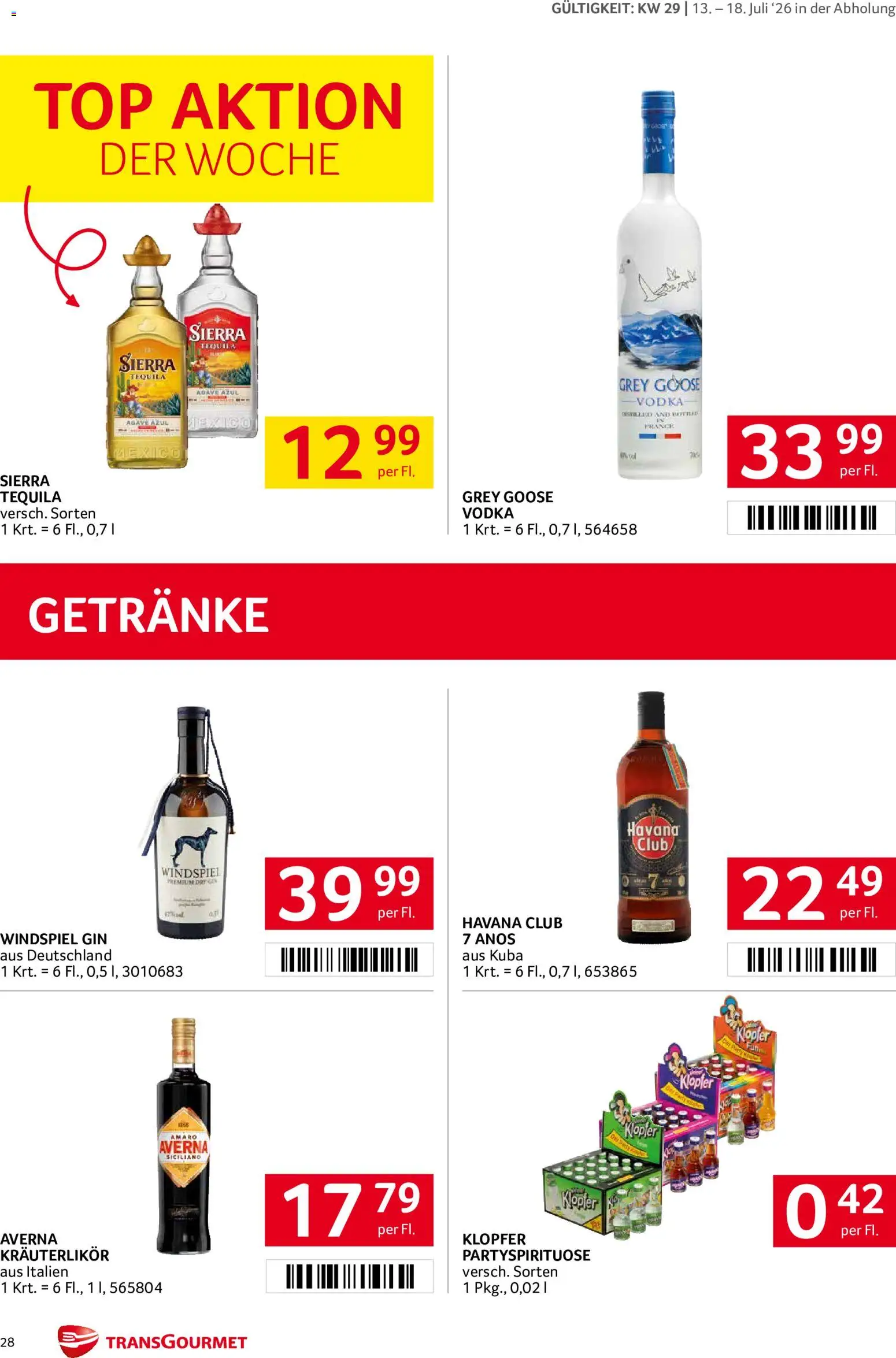 Transgourmet Flugblatt gültig ab 13.07.2026 | Seite: 28 | Produkte: Gin