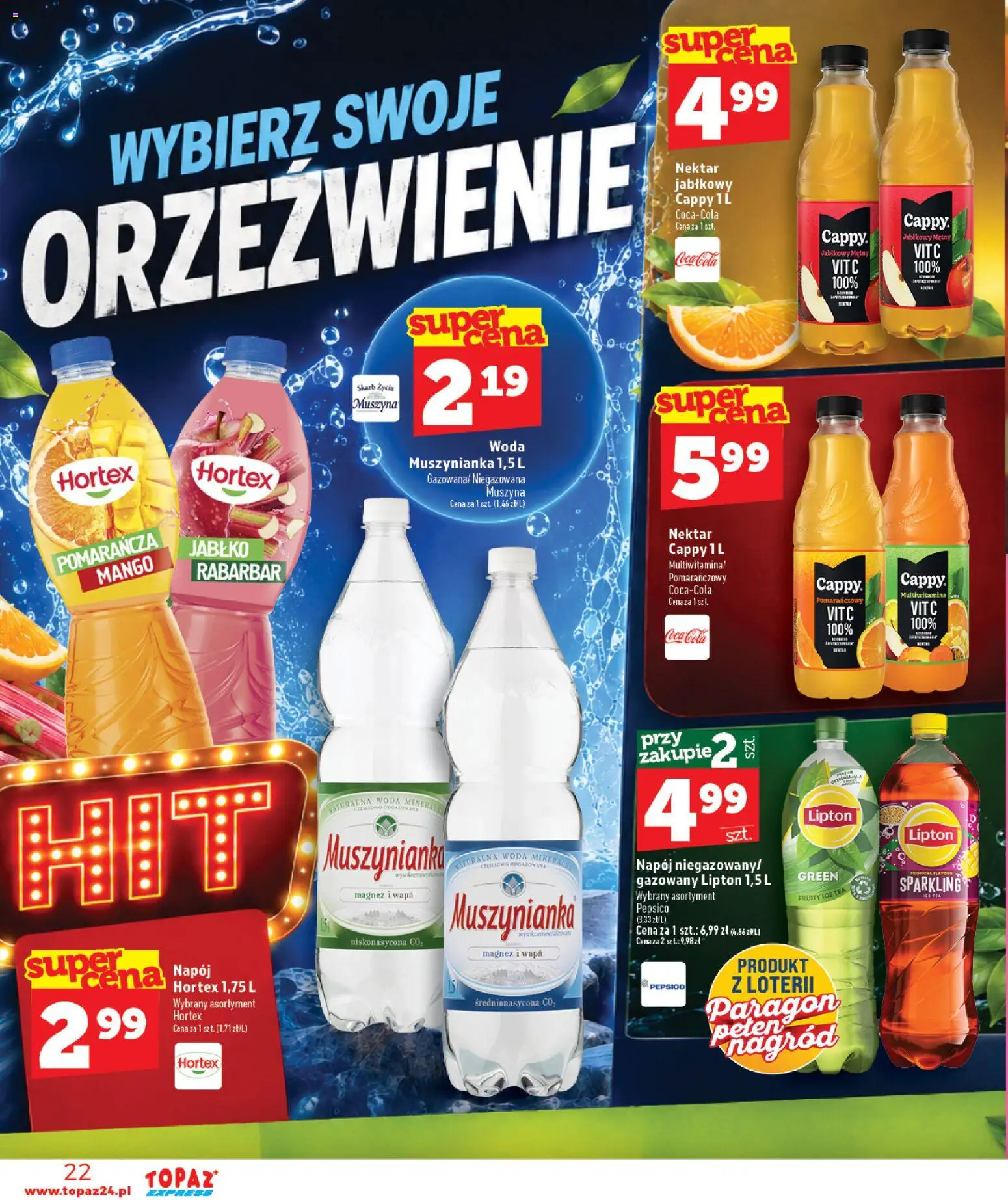 Topaz gazetka - Express od 10.09.2026 | Strona: 22 | Produkty: Ice Tea, Muszynianka, Coca cola, Woda