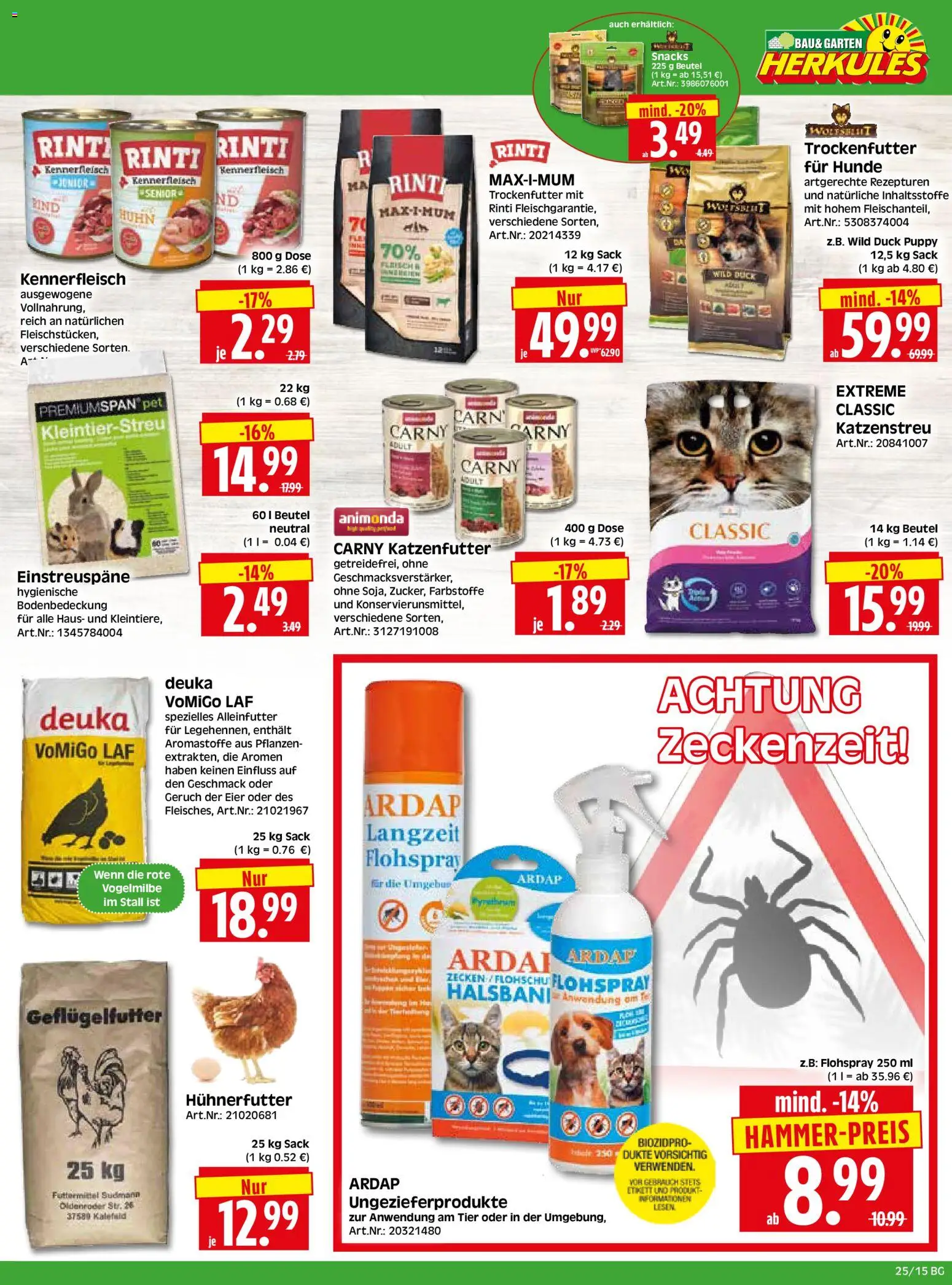 HERKULES Bau & Garten – gültig ab 15.06.2026 | Seite: 15 | Produkte: Katzenfutter, Eier