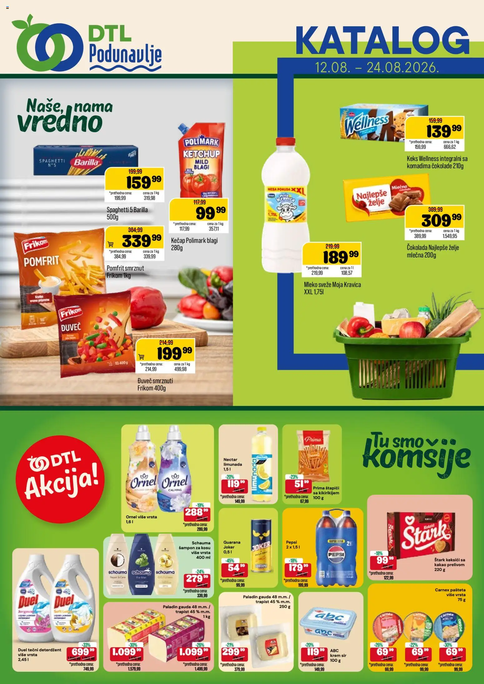 Podunavlje katalog - važi od 12.08.2026 | Strana: 1 | Proizvode: Limunada, Pomfrit, Sir, Krem