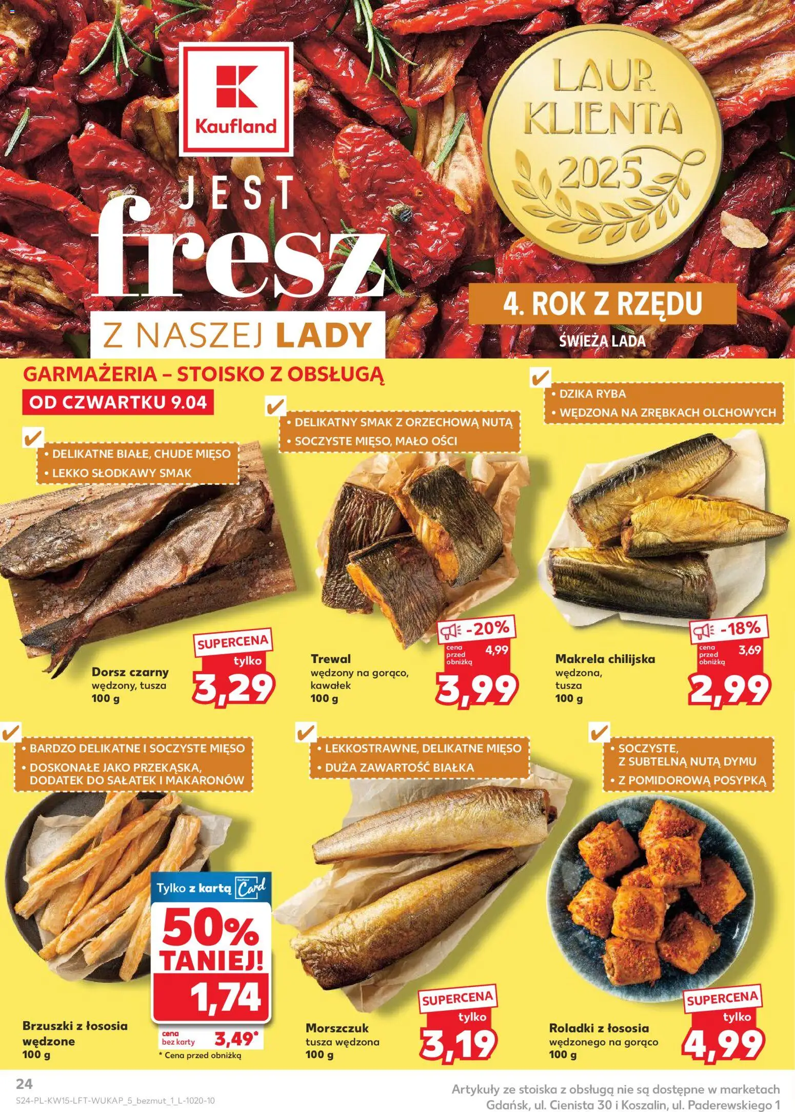 Kaufland gazetka od 09.04.2026 | Strona: 24 | Produkty: Karta, Trewal, Dorsz czarny, Ryba