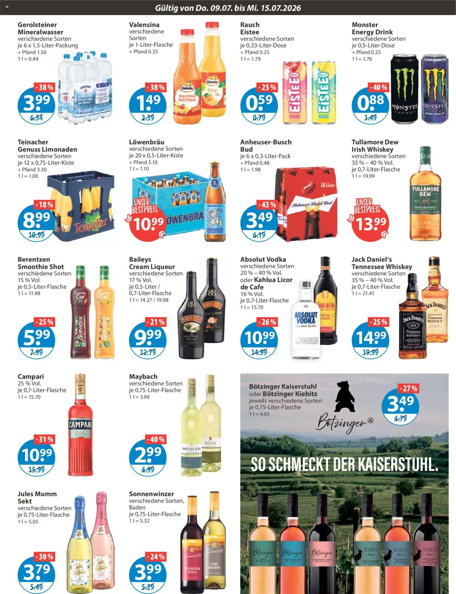 V-Markt Angebote – gültig ab 09.07.2026 | Seite: 9 | Produkte: Sekt, Jack Daniel's, Monster, Gerolsteiner