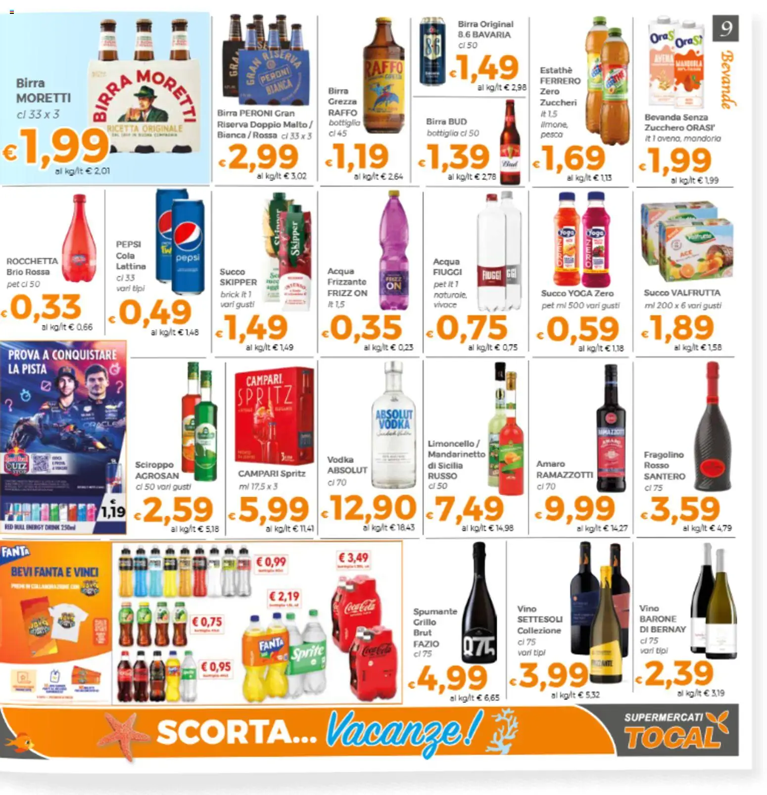 Volantino Tocal del 21/07/2026 | Pagina: 9 | Prodotti: Succo, Acqua, Red Bull, Bottiglia