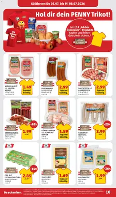Penny Markt Flugblatt ab 02.07.2026 gültig | Seite: 10 | Produkte: Wurst, Eier