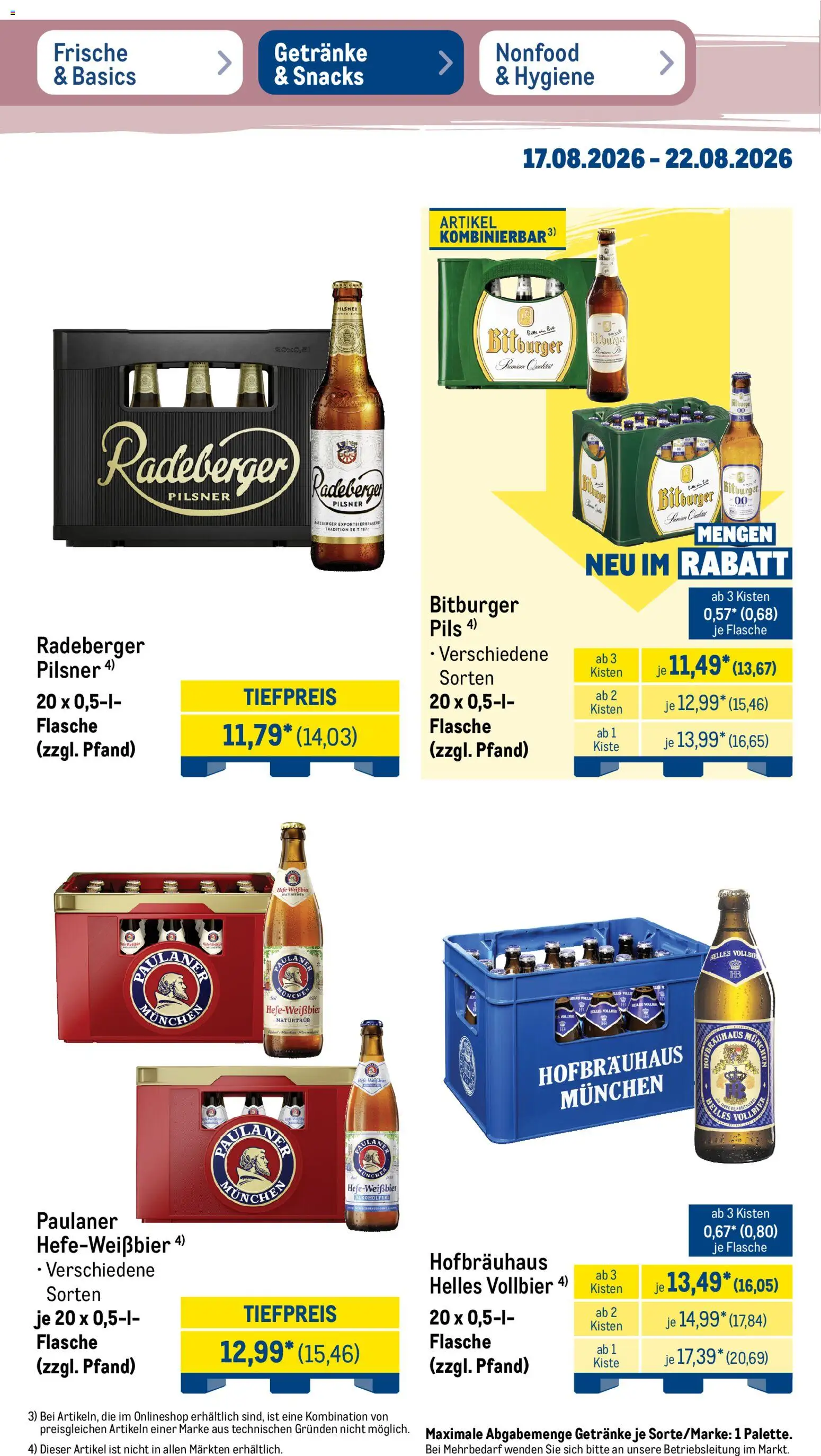 Metro Prospekt – gültig ab 17.08.2026 | Seite: 30 | Produkte: Bier, Pils, Burger, Paulaner