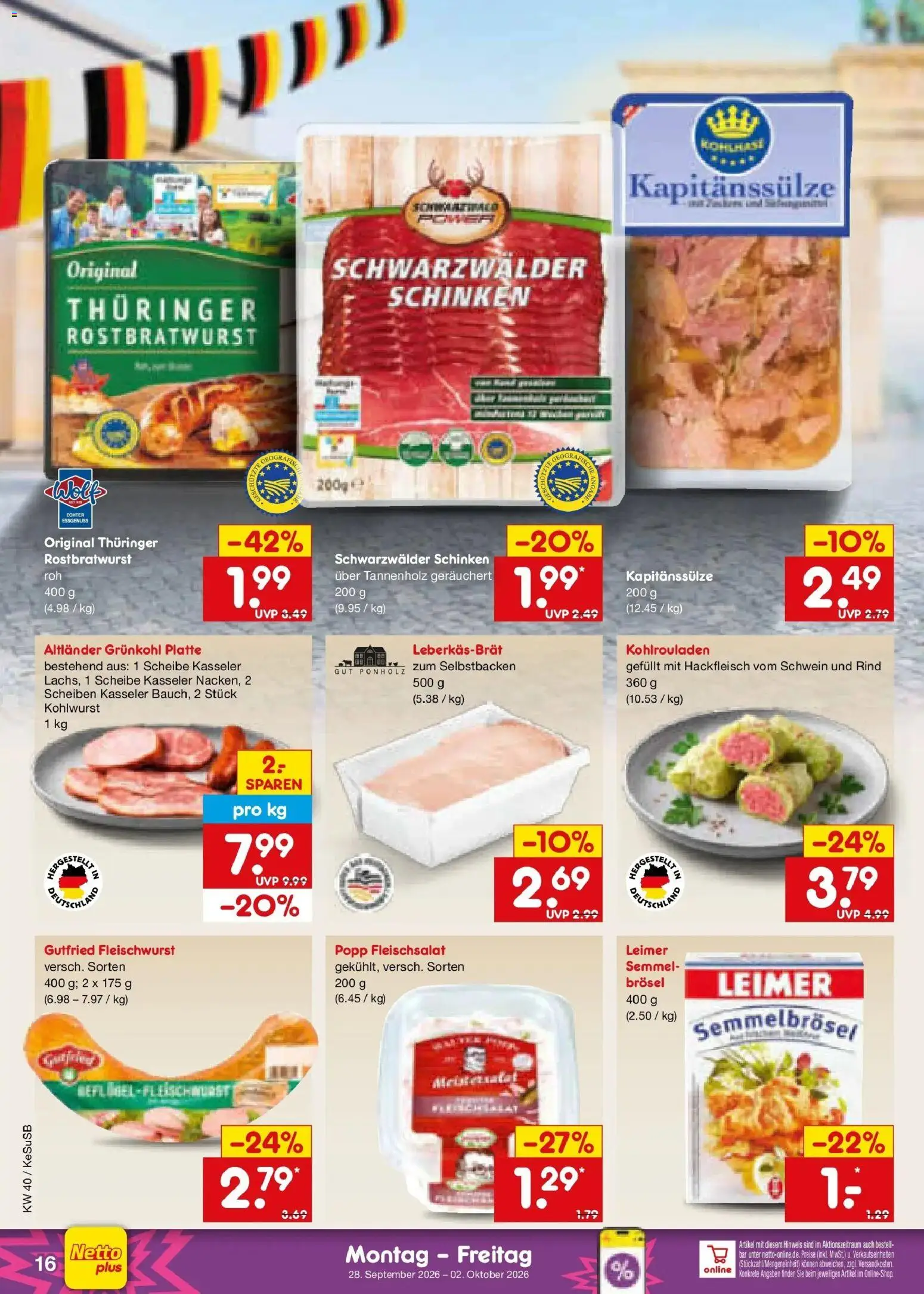 Netto Marken-Discount Prospekt Kruft – gültig ab 28.09.2026 | Seite: 22 | Produkte: Schinken, Hackfleisch