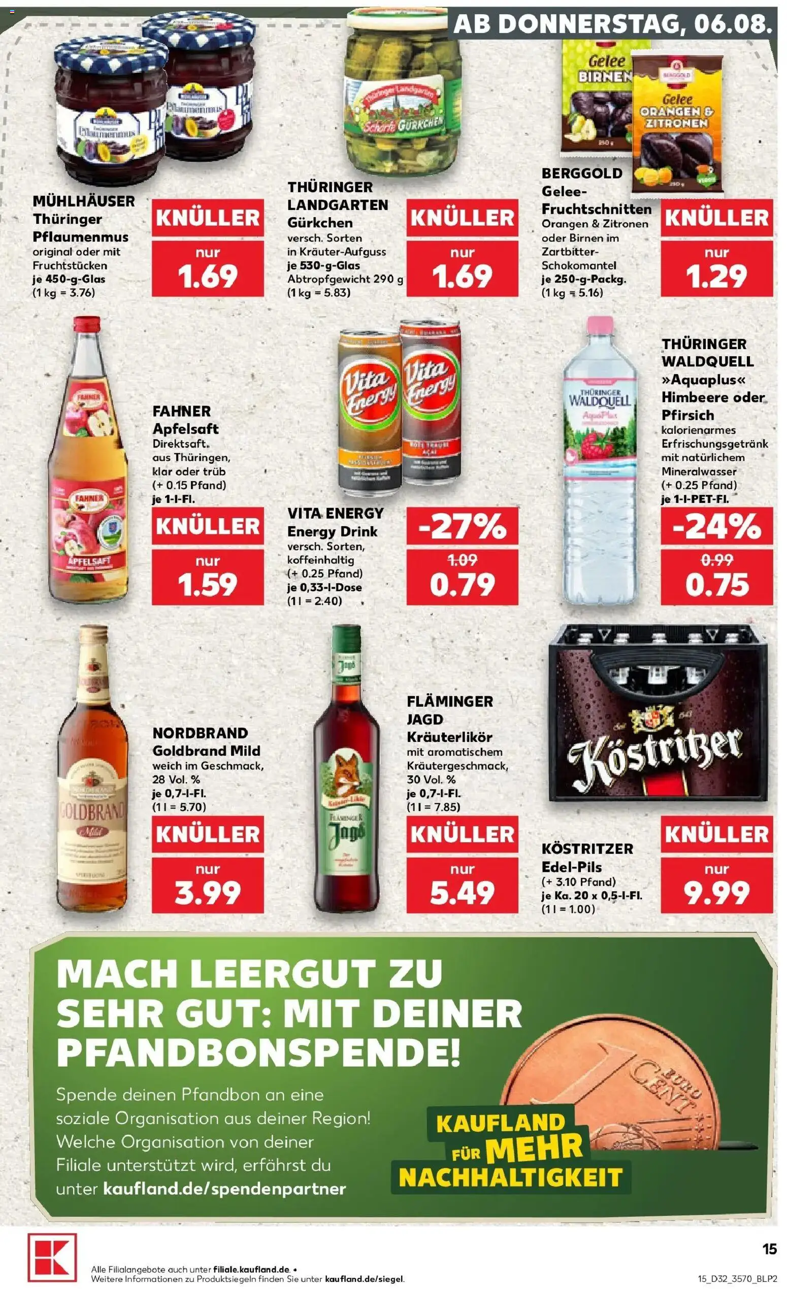 Prospekt Kaufland ab 06.08.2026 » Angebote Online zum Blättern | Seite: 15 | Produkte: Mineralwasser, Pfirsich, Himbeere, Zitronen