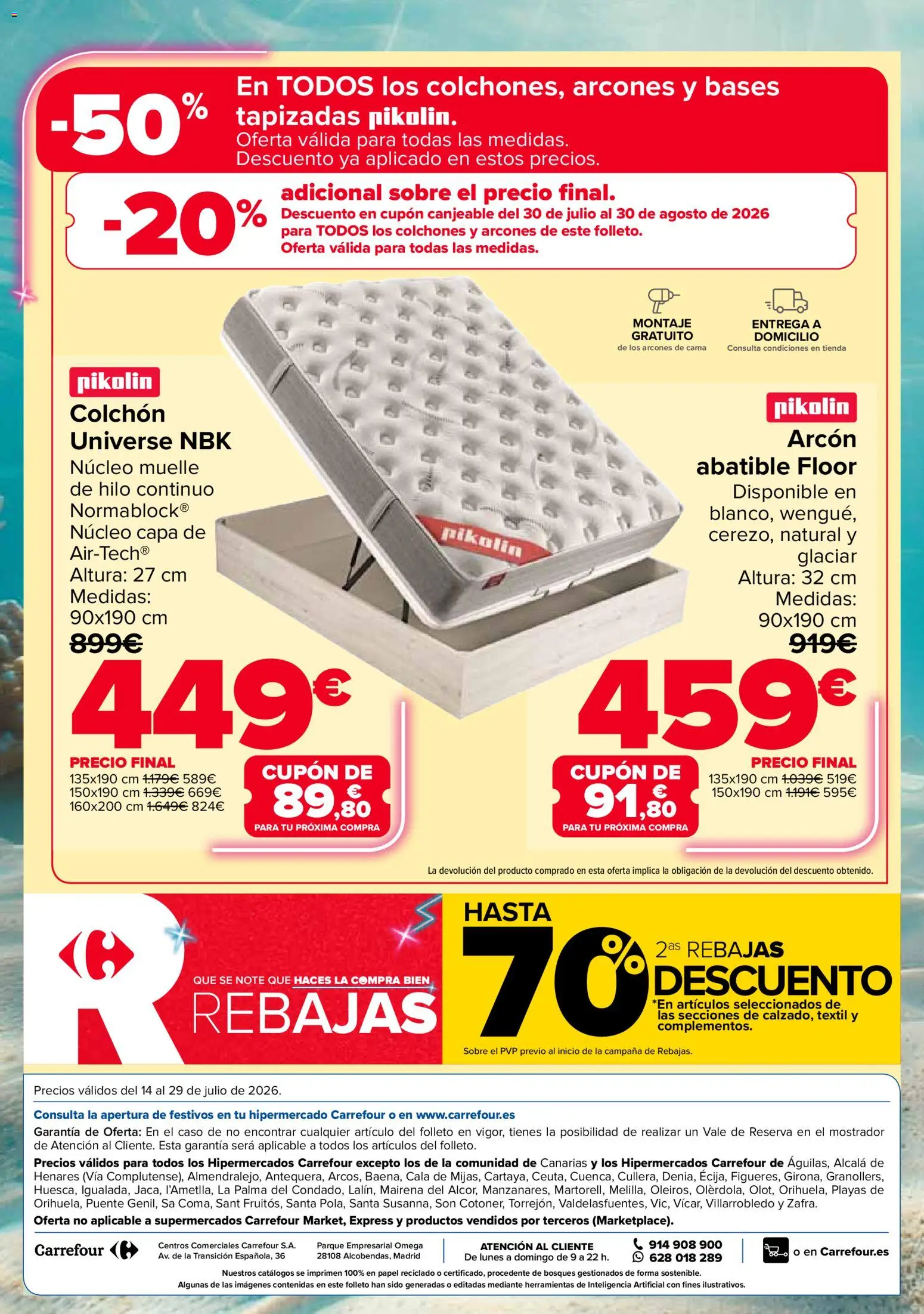 Carrefour Electroverano │ válido desde el 14/07/2026 | Página: 28 | Productos: Colchon, Cama
