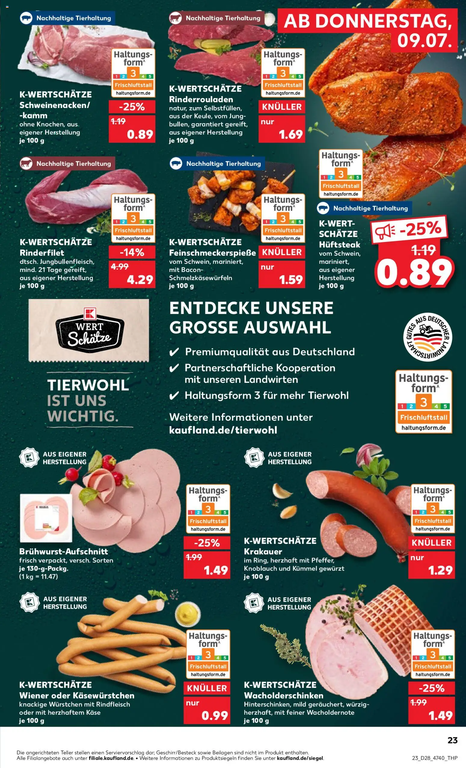 Kaufland Prospekt Hannover – gültig ab 09.07.2026 | Seite: 23 | Produkte: Rinderrouladen, Rinderfilet, Knoblauch, Rindfleisch