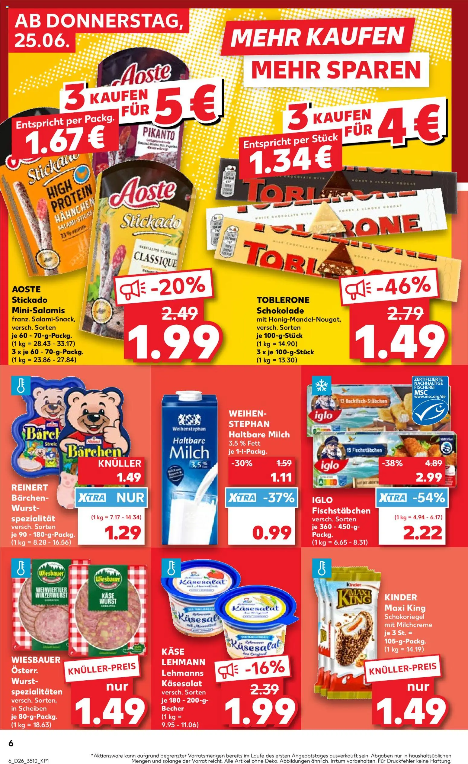 Kaufland Prospekt Zeitz – gültig ab 25.06.2026 | Seite: 6 | Produkte: Hahnchen, Milch, Schokolade, Haltbare milch