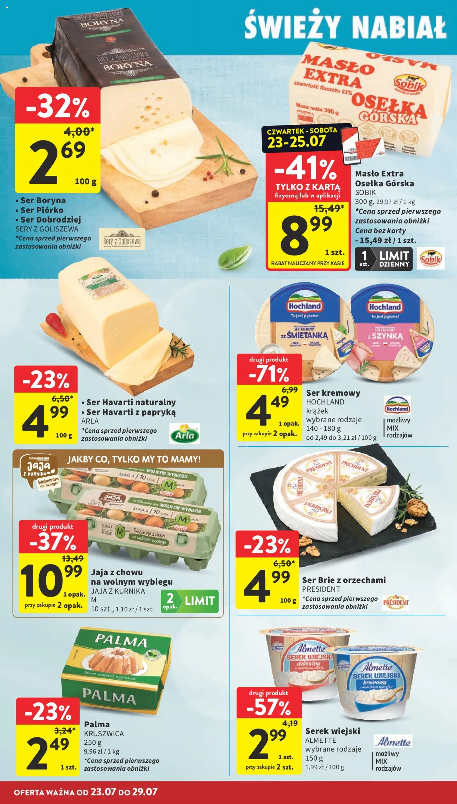 Intermarche gazetka od 23.07.2026 | Strona: 18 | Produkty: Karta, Szynka, Serek wiejski, Jaja