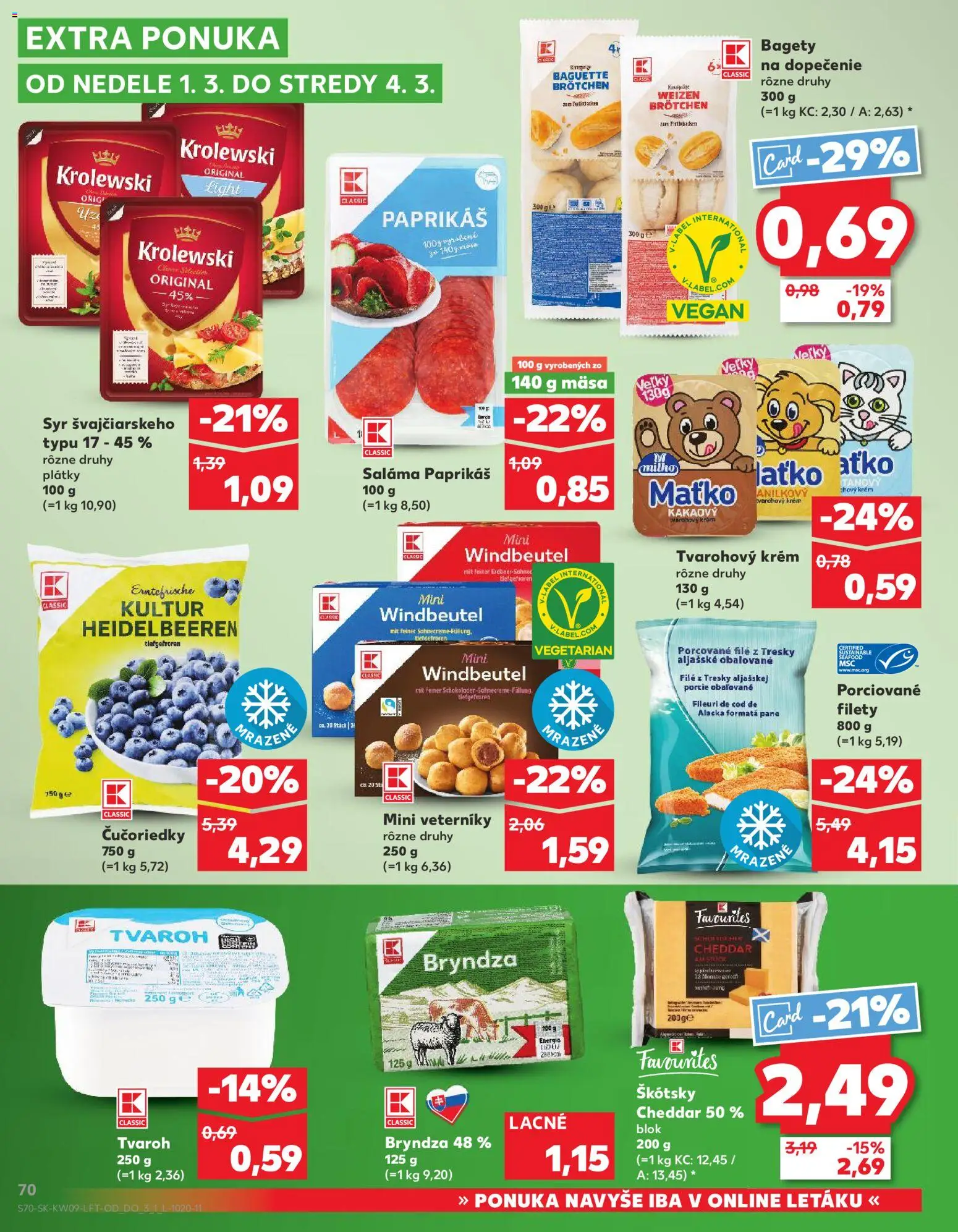 Nové Kaufland akcie – leták je platný od 26.02.2026 | Strana: 70 | Produkty: Syr, Saláma, Cheddar, Filé