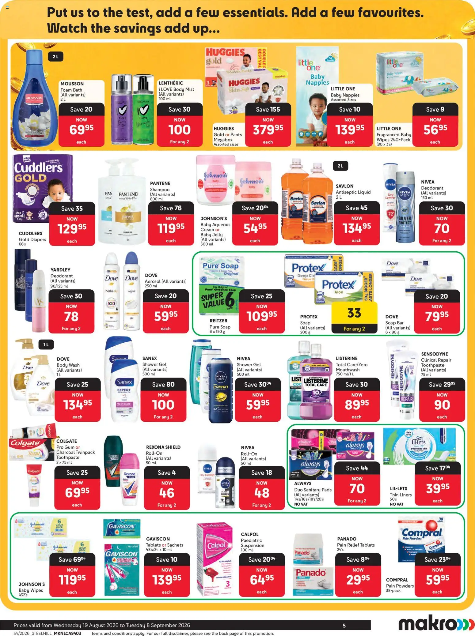 New Makro catalogue – valid from 19/08/2026 | Page: 5 | Products: Shower, Shampoo, Soap, Deodorant