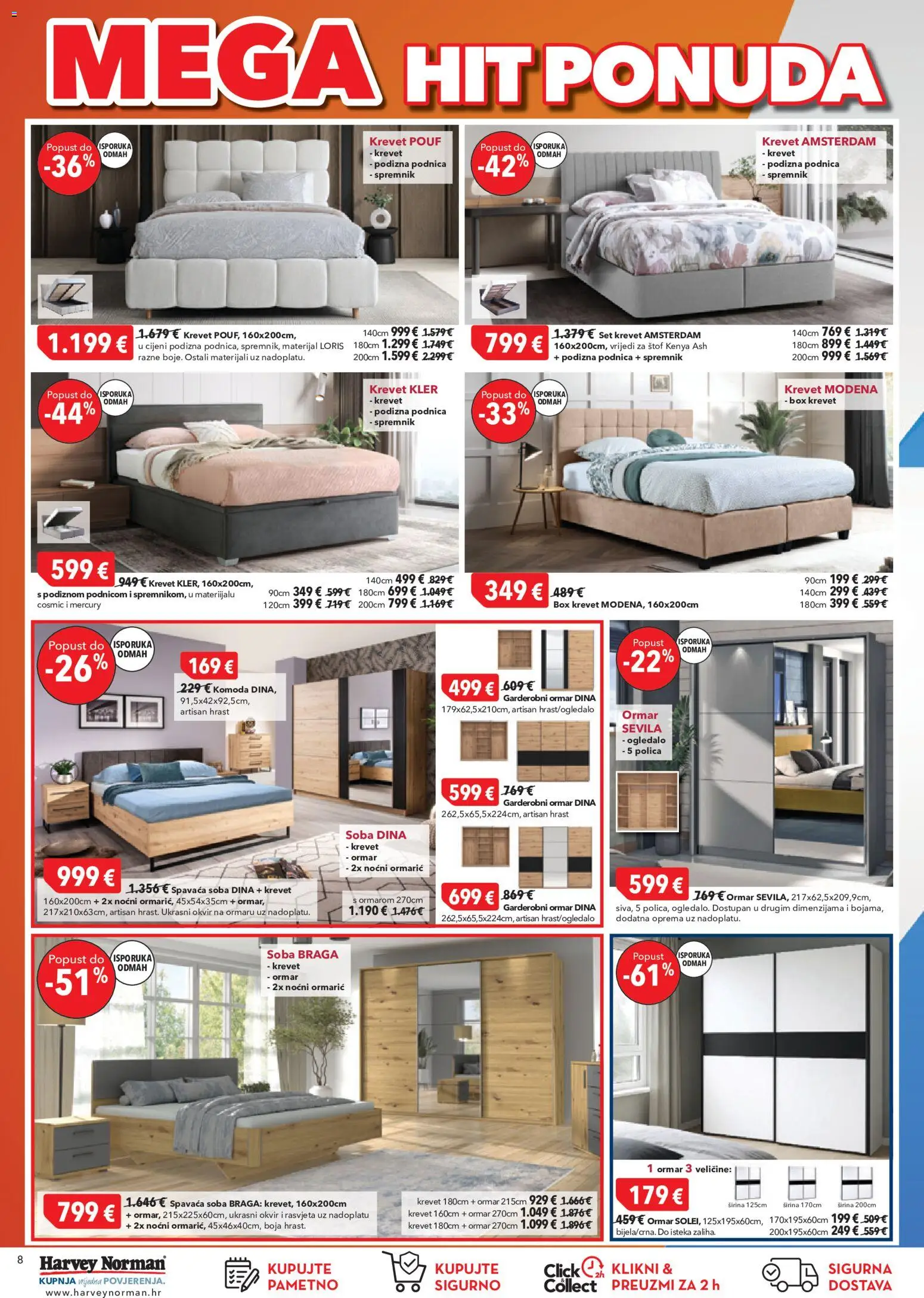 Harvey Norman katalog | vrijedi od 21.05.2026 | Stranica: 8 | Proizvodi: Krevet, Spavaća soba, Komoda, Rasvjeta
