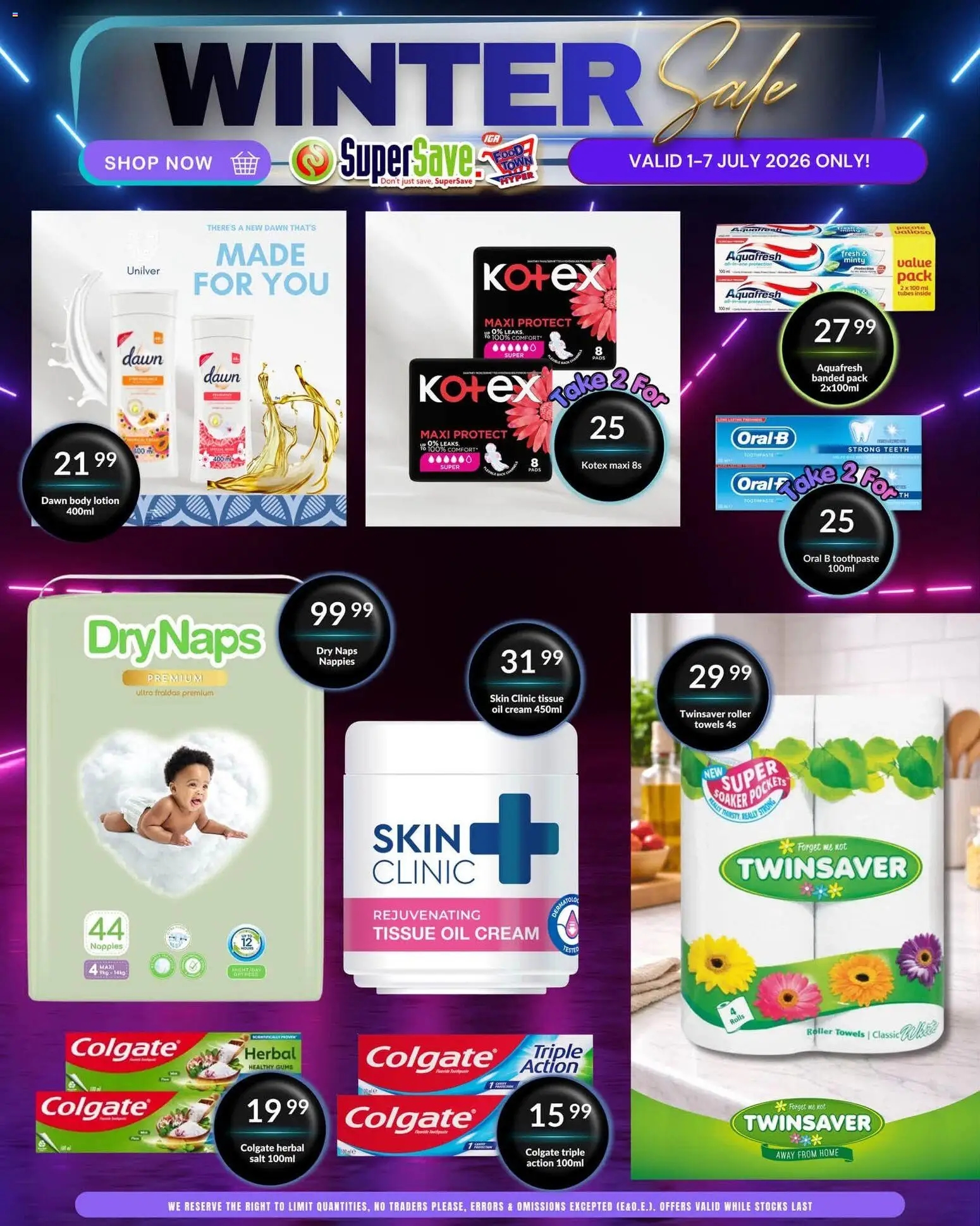 New Super Save catalogue – valid from 01/07/2026 | Page: 34 | Products: Cream, Toothpaste, Nappies, Lotion